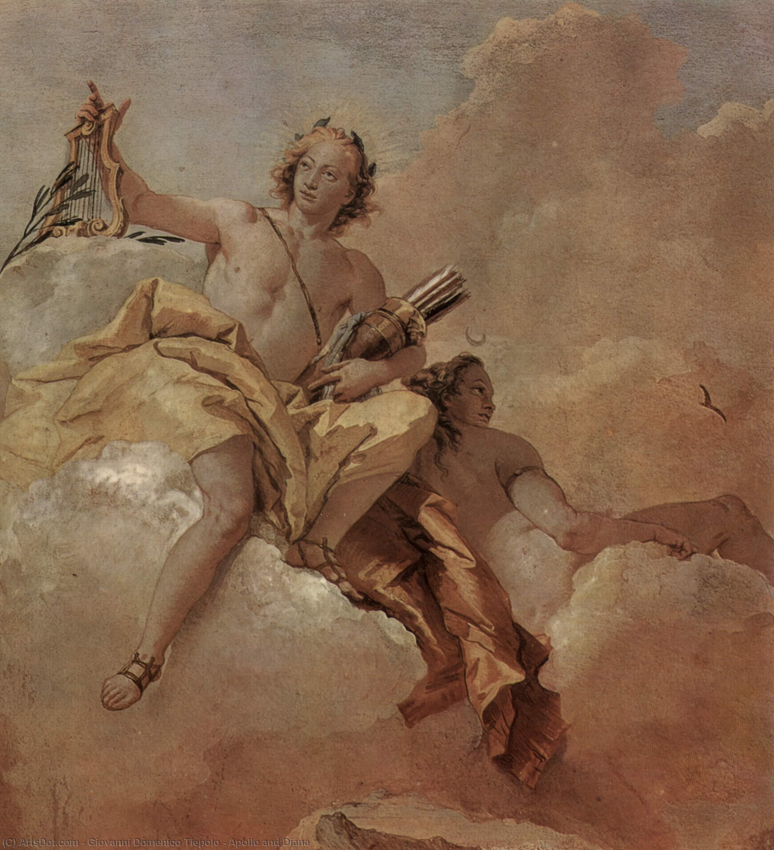 WikiOO.org - Enciklopedija dailės - Tapyba, meno kuriniai Giovanni Domenico Tiepolo - Apollo and Diana