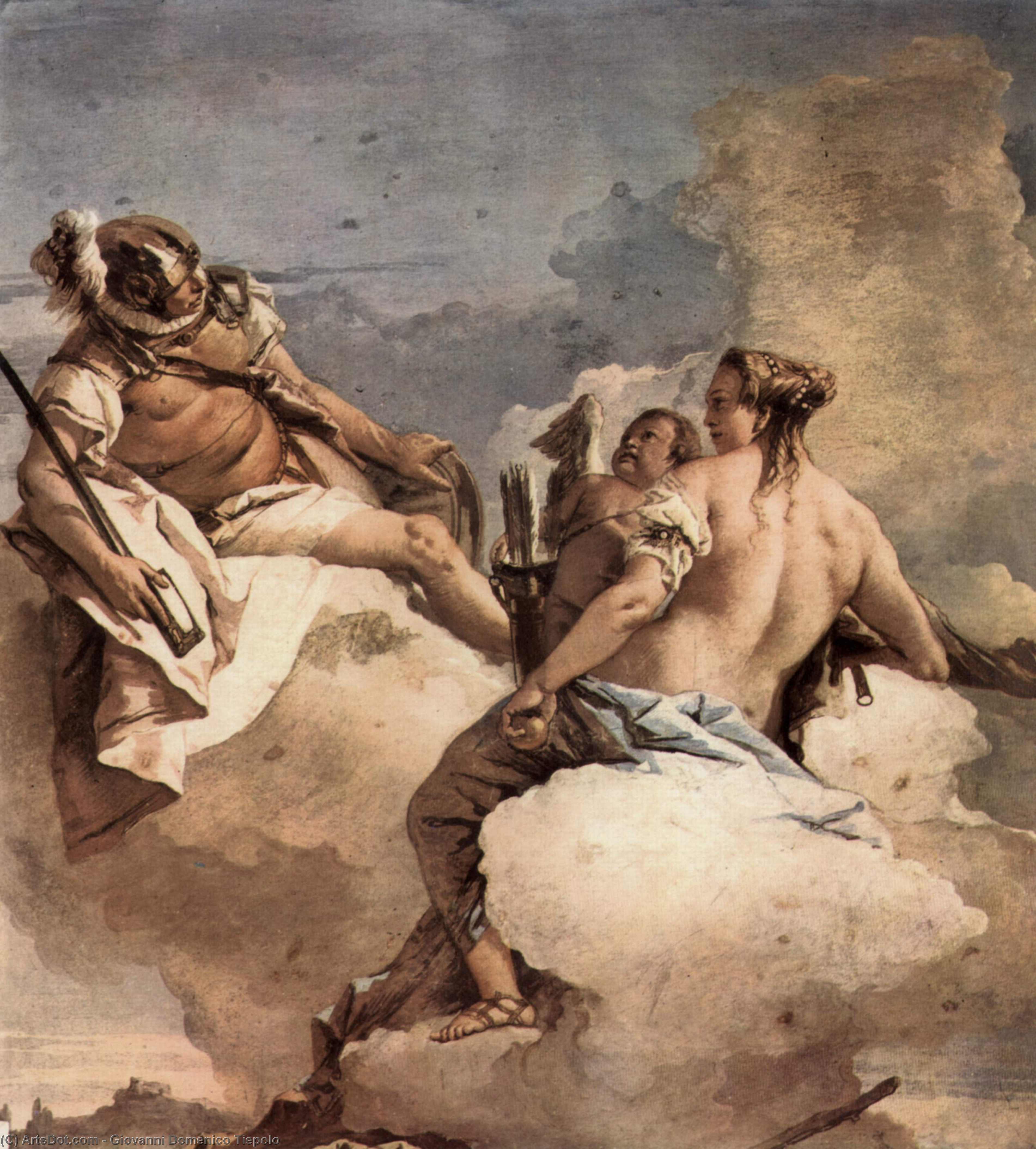 Wikioo.org – L'Enciclopedia delle Belle Arti - Pittura, Opere di Giovanni Domenico Tiepolo - Marte Venere  e le  Cupido
