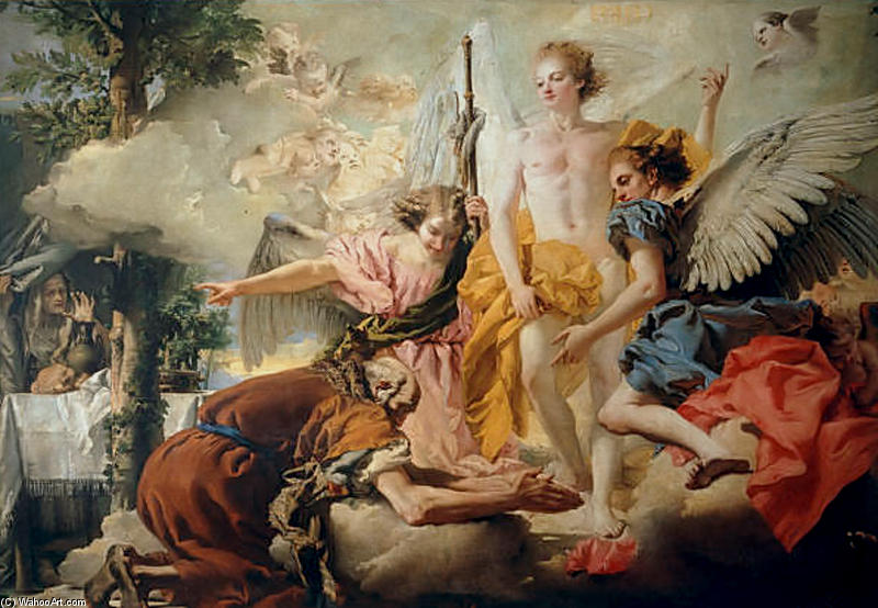 Wikioo.org - The Encyclopedia of Fine Arts - Painting, Artwork by Giovanni Domenico Tiepolo - Abraham and the Three Angels
