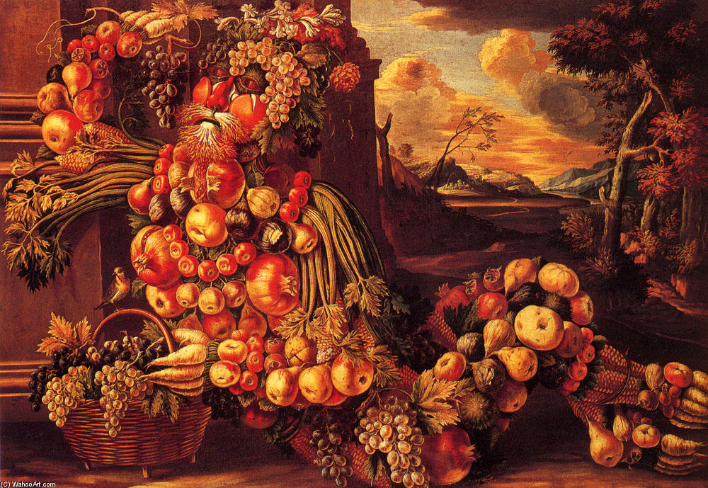 Wikioo.org - The Encyclopedia of Fine Arts - Painting, Artwork by Giuseppe Arcimboldo - Seated Figure of Summer