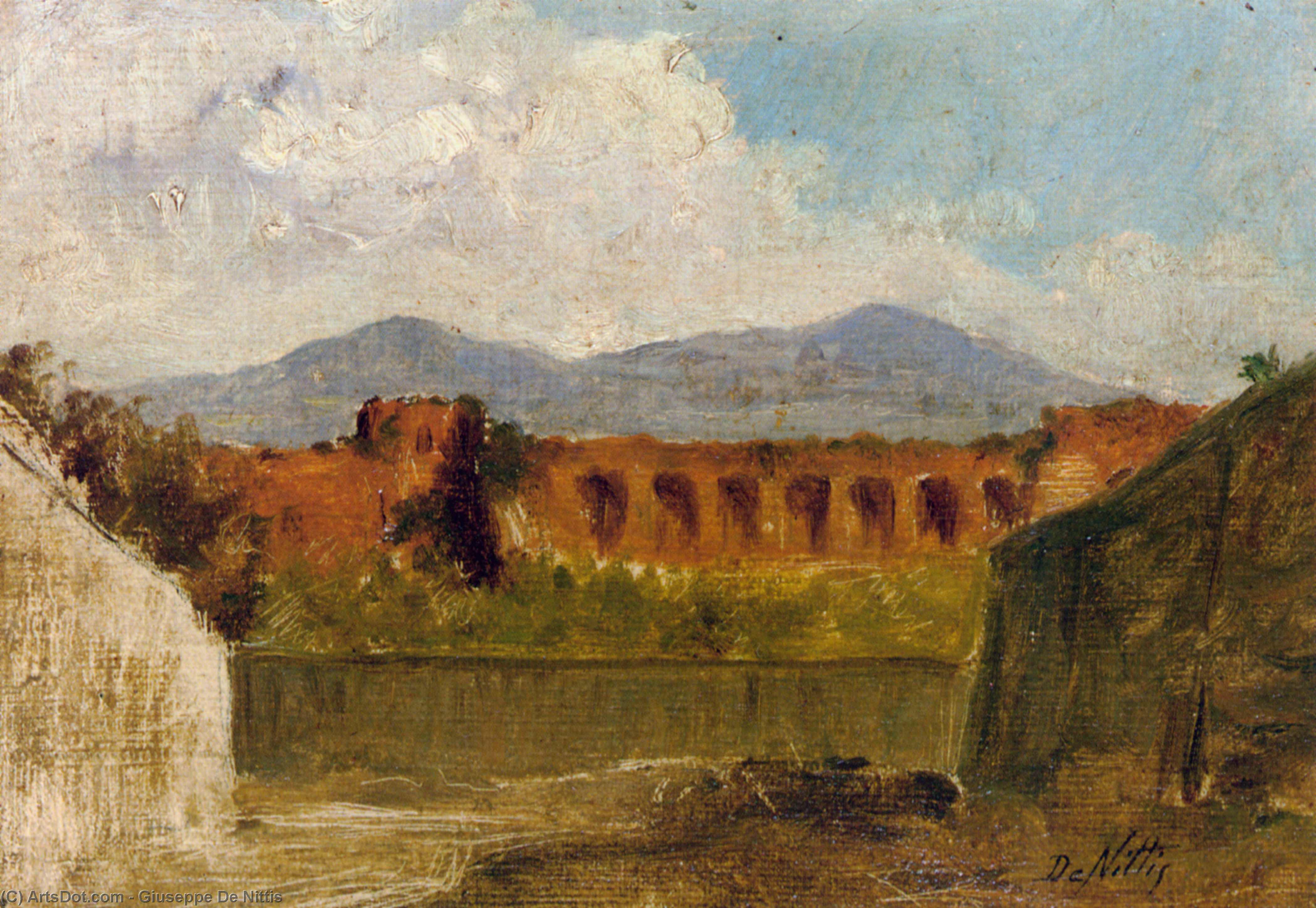 Wikioo.org - The Encyclopedia of Fine Arts - Painting, Artwork by Giuseppe De Nittis - A Roman Aqueduct