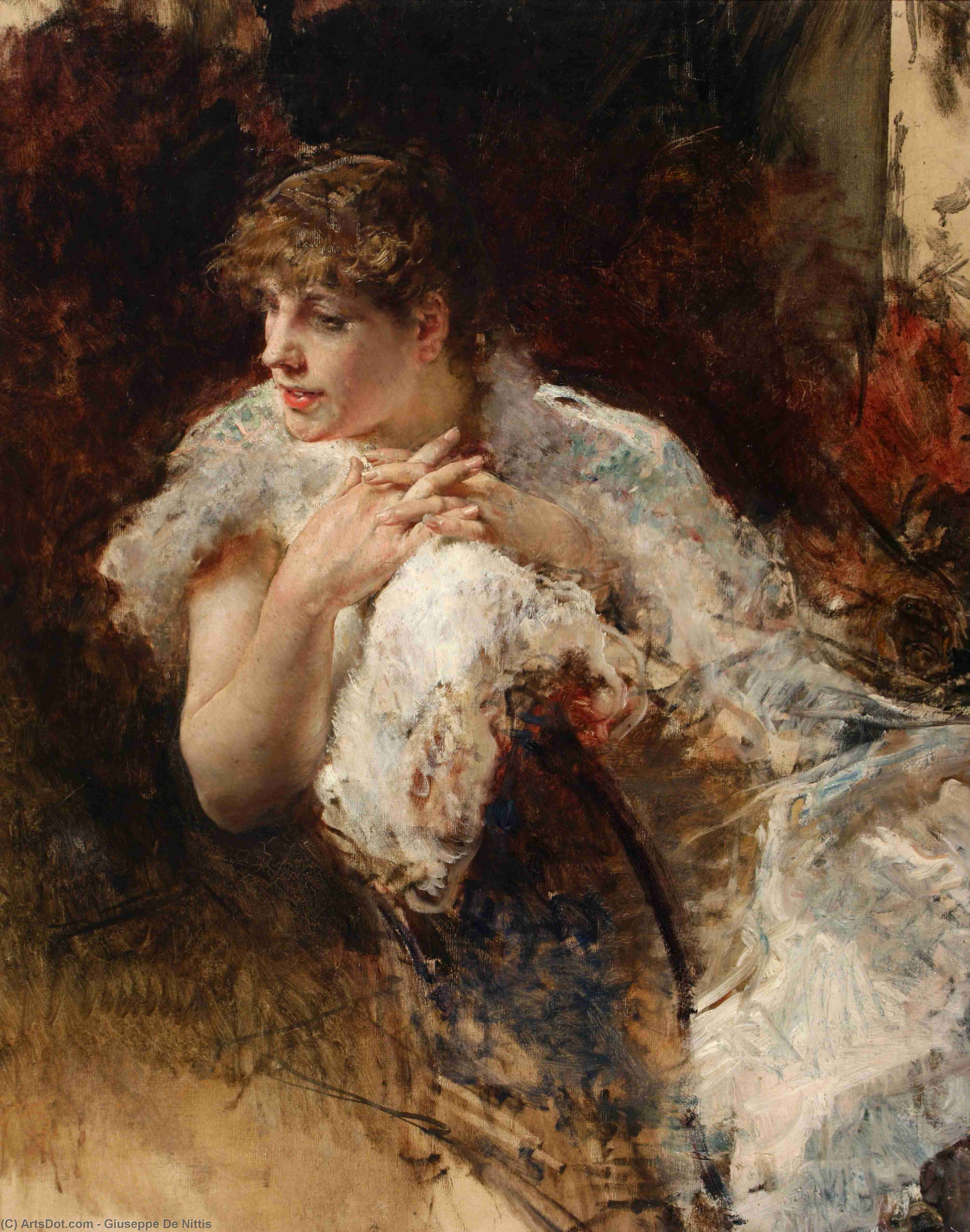 WikiOO.org - Encyclopedia of Fine Arts - Maleri, Artwork Giuseppe De Nittis - A Lady from Naples