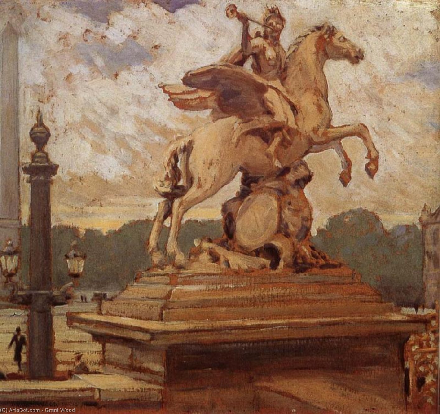 WikiOO.org - Encyclopedia of Fine Arts - Maleri, Artwork Grant Wood - City-gate of Paris