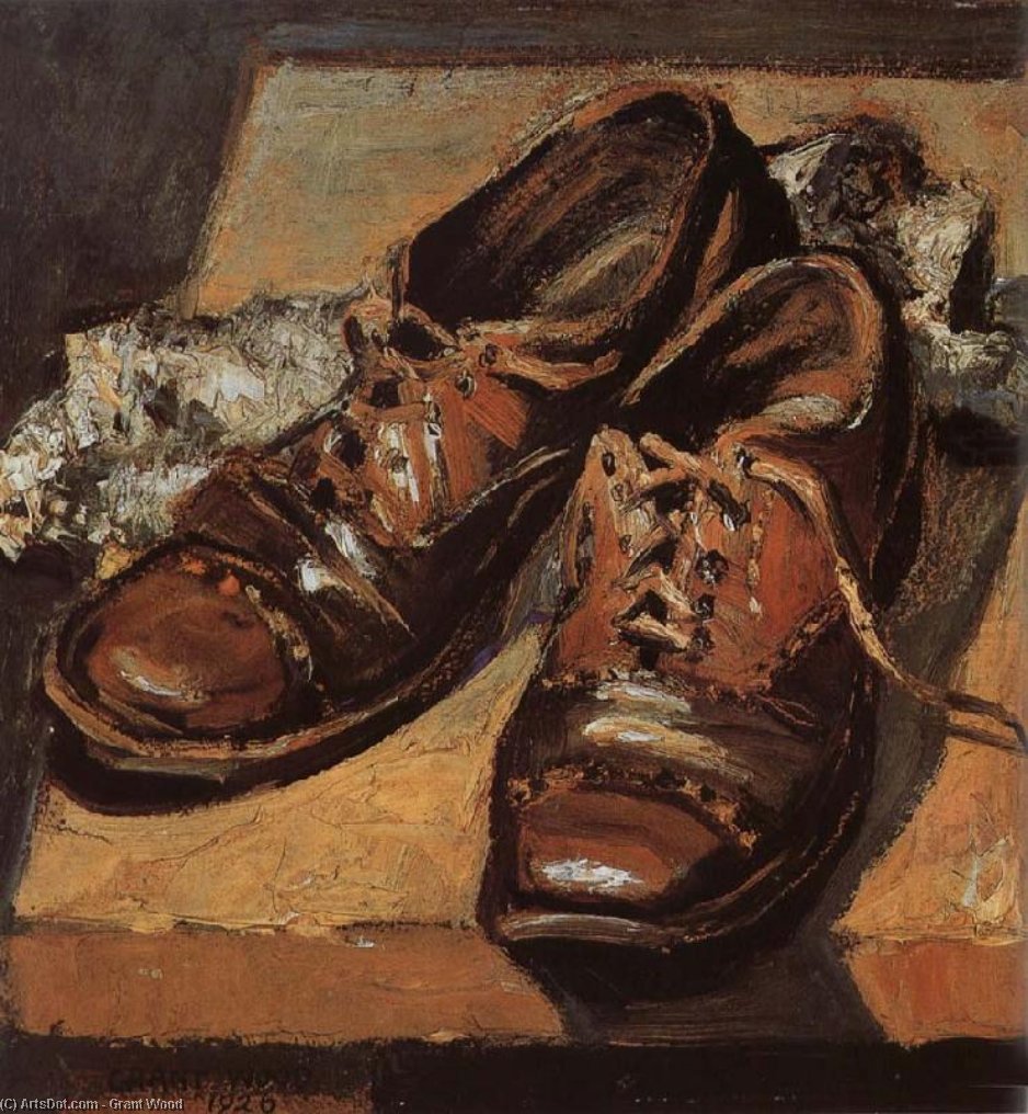 Wikioo.org - สารานุกรมวิจิตรศิลป์ - จิตรกรรม Grant Wood - Old shoes