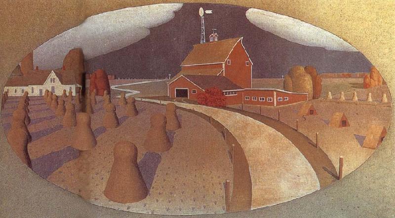 Wikioo.org - The Encyclopedia of Fine Arts - Painting, Artwork by Grant Wood - Farm View