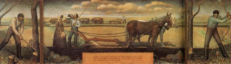Wikioo.org - The Encyclopedia of Fine Arts - Painting, Artwork by Grant Wood - A short break from pasture work