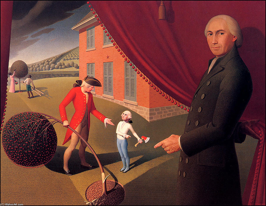 Wikioo.org - The Encyclopedia of Fine Arts - Painting, Artwork by Grant Wood - Parson Weem's Fable