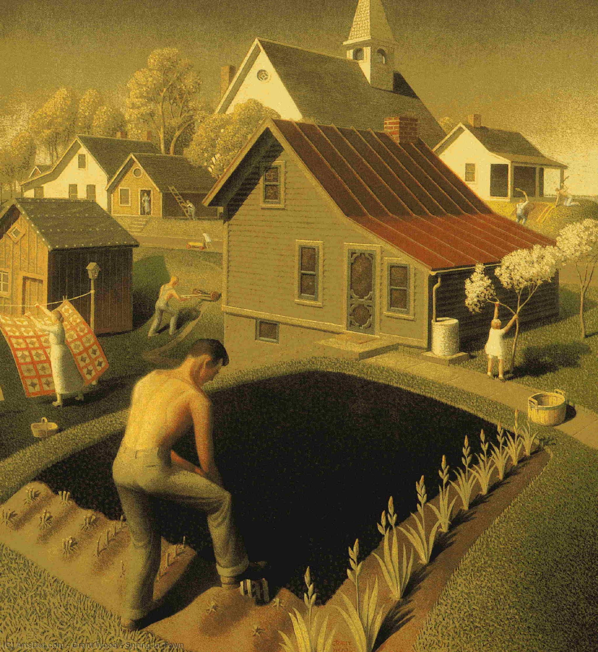 WikiOO.org - Encyclopedia of Fine Arts - Maalaus, taideteos Grant Wood - Spring In Town
