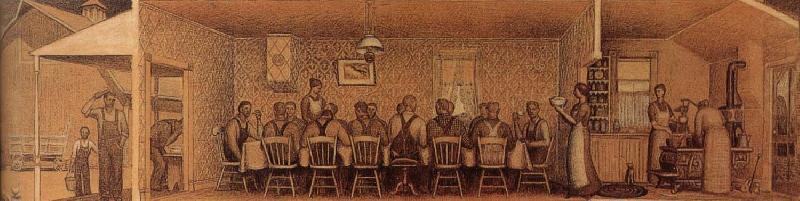 Wikioo.org - The Encyclopedia of Fine Arts - Painting, Artwork by Grant Wood - The Thresher's supper