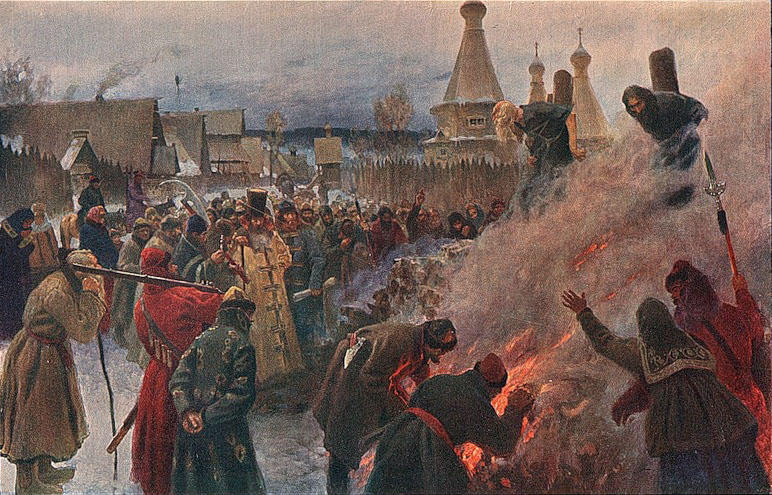 Wikioo.org - The Encyclopedia of Fine Arts - Painting, Artwork by Grigoriy Myasoyedov - The burning of Archpriest Avvakum