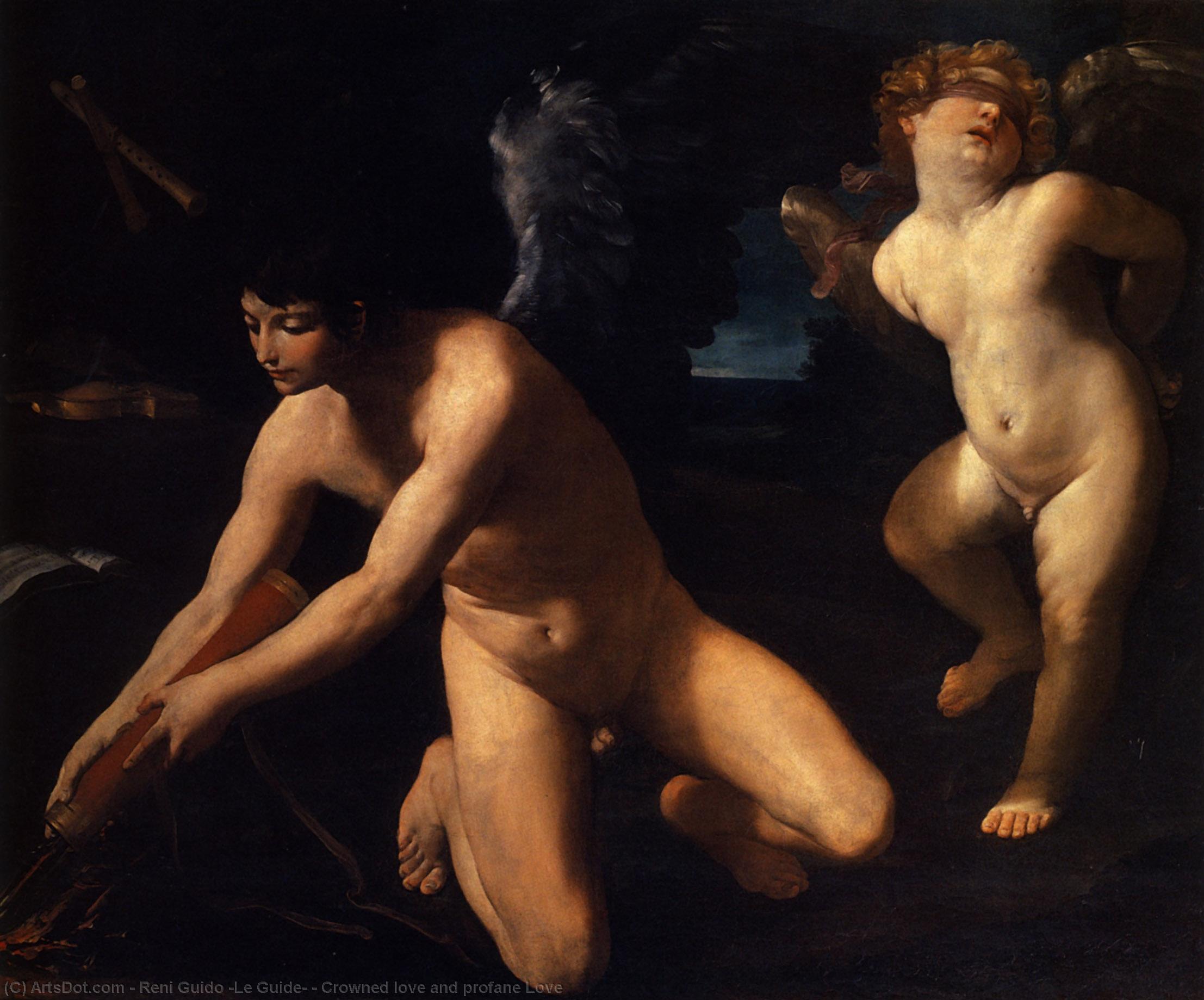 WikiOO.org - אנציקלופדיה לאמנויות יפות - ציור, יצירות אמנות Reni Guido (Le Guide) - Crowned love and profane Love