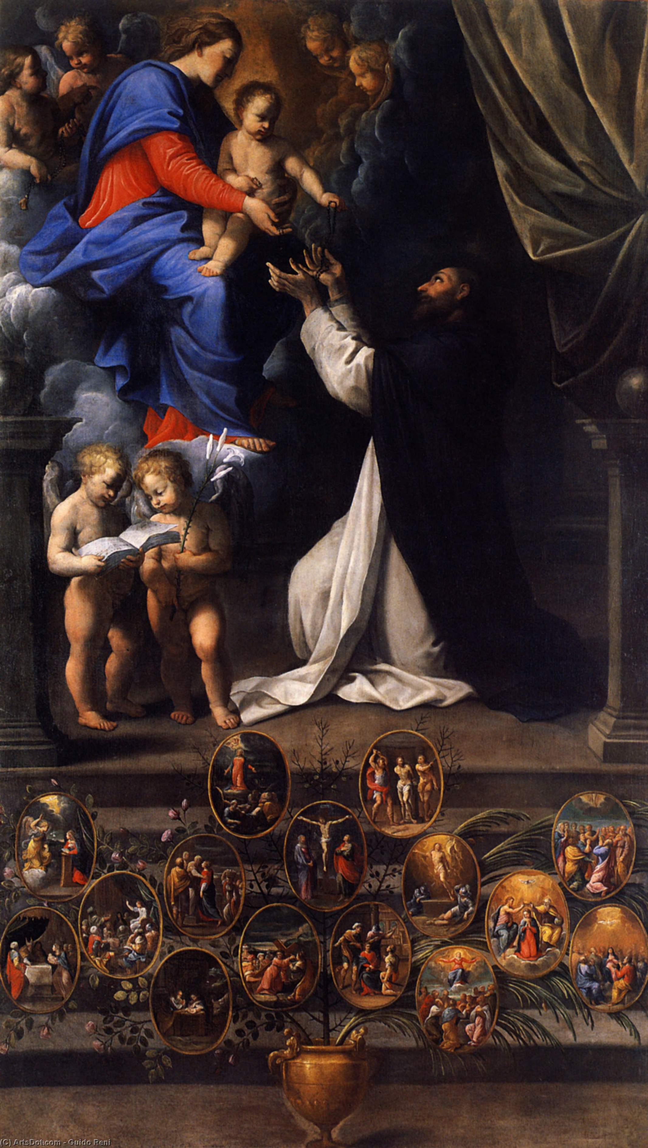 WikiOO.org - Encyclopedia of Fine Arts - Malba, Artwork Reni Guido (Le Guide) - Rosary Madonna