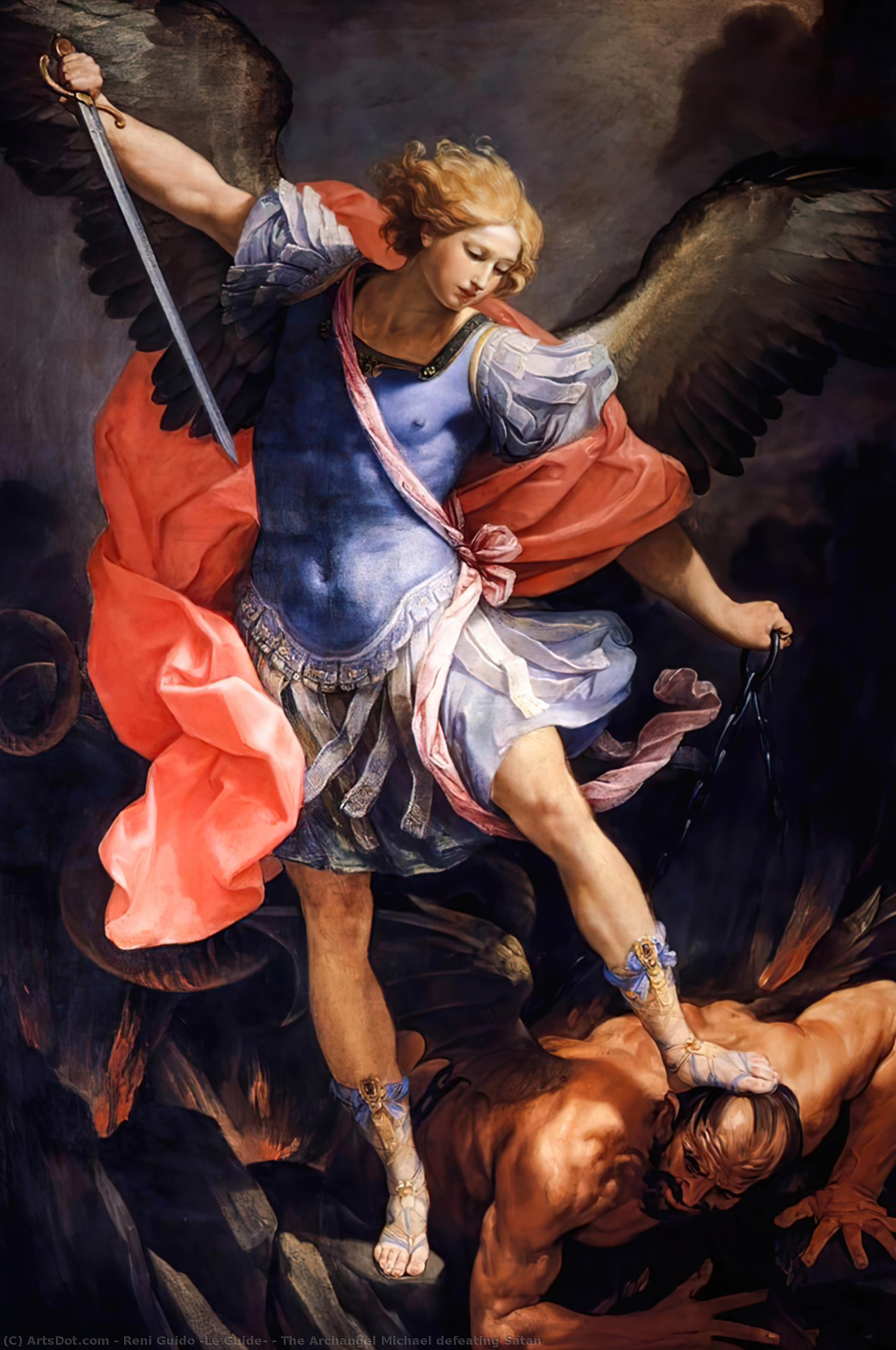 Wikoo.org - موسوعة الفنون الجميلة - اللوحة، العمل الفني Reni Guido (Le Guide) - The Archangel Michael defeating Satan