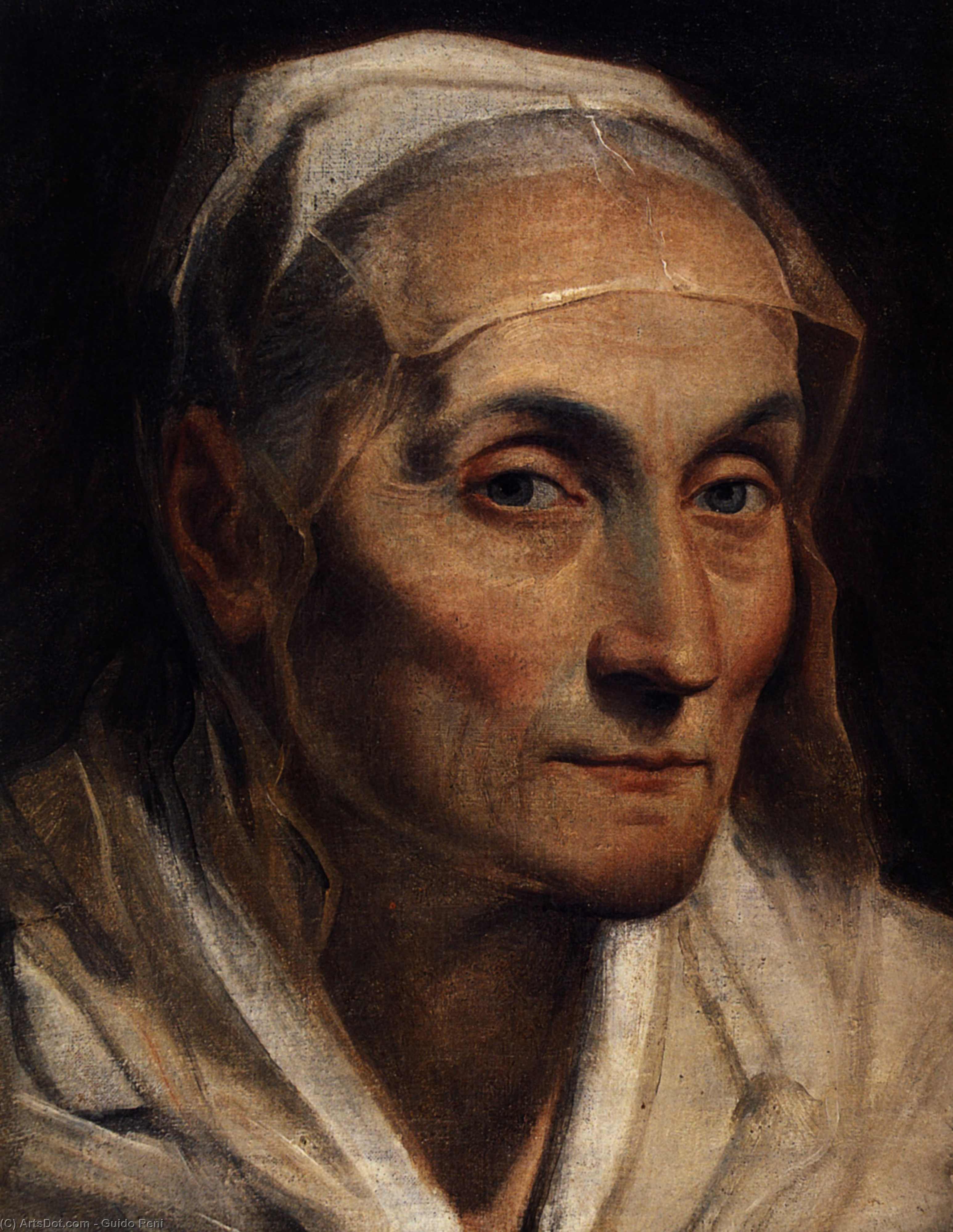 WikiOO.org - Enciclopédia das Belas Artes - Pintura, Arte por Reni Guido (Le Guide) - Portrait of old woman