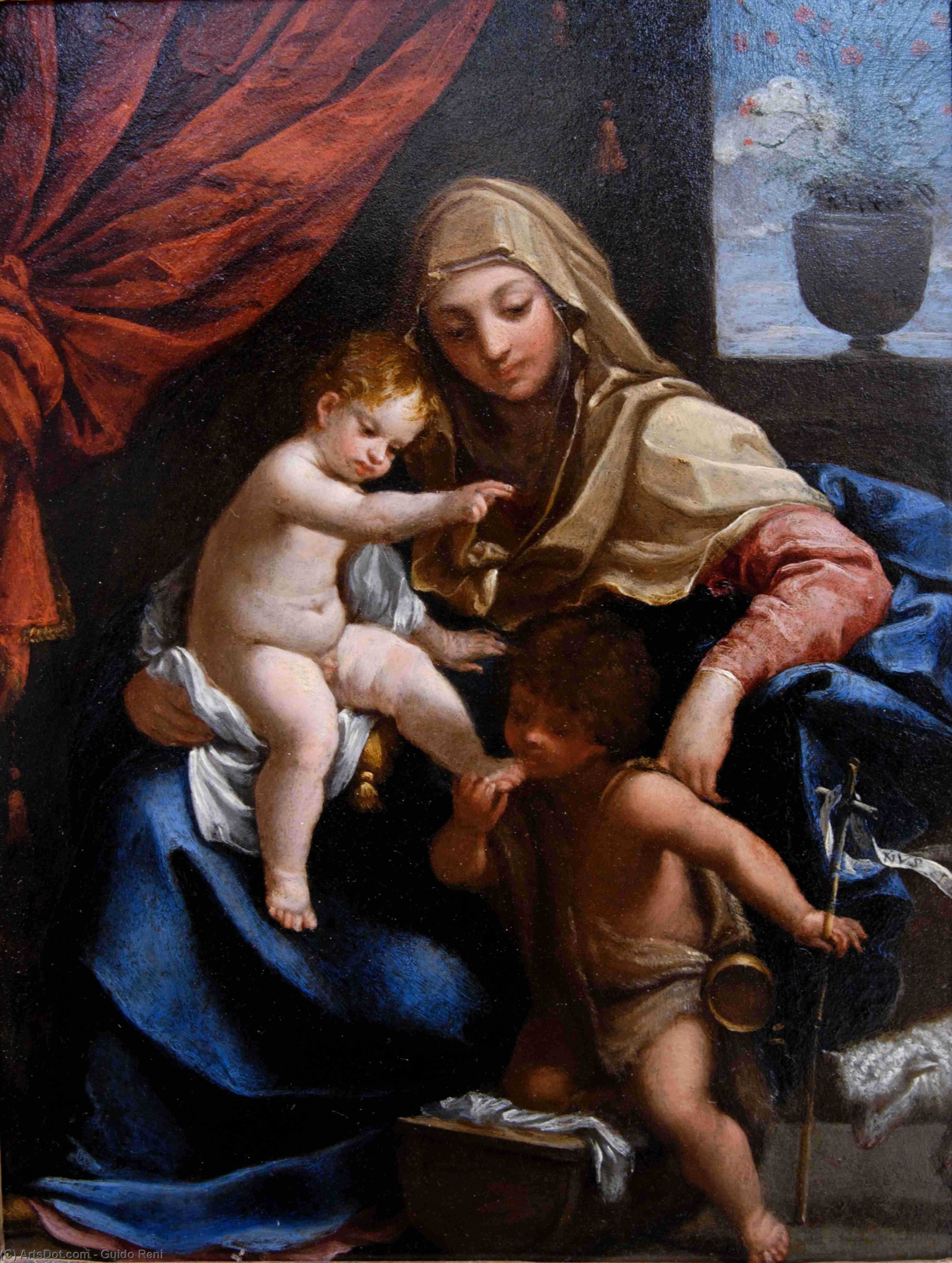 Wikioo.org - สารานุกรมวิจิตรศิลป์ - จิตรกรรม Reni Guido (Le Guide) - Madonna with Child and St. John the Baptist