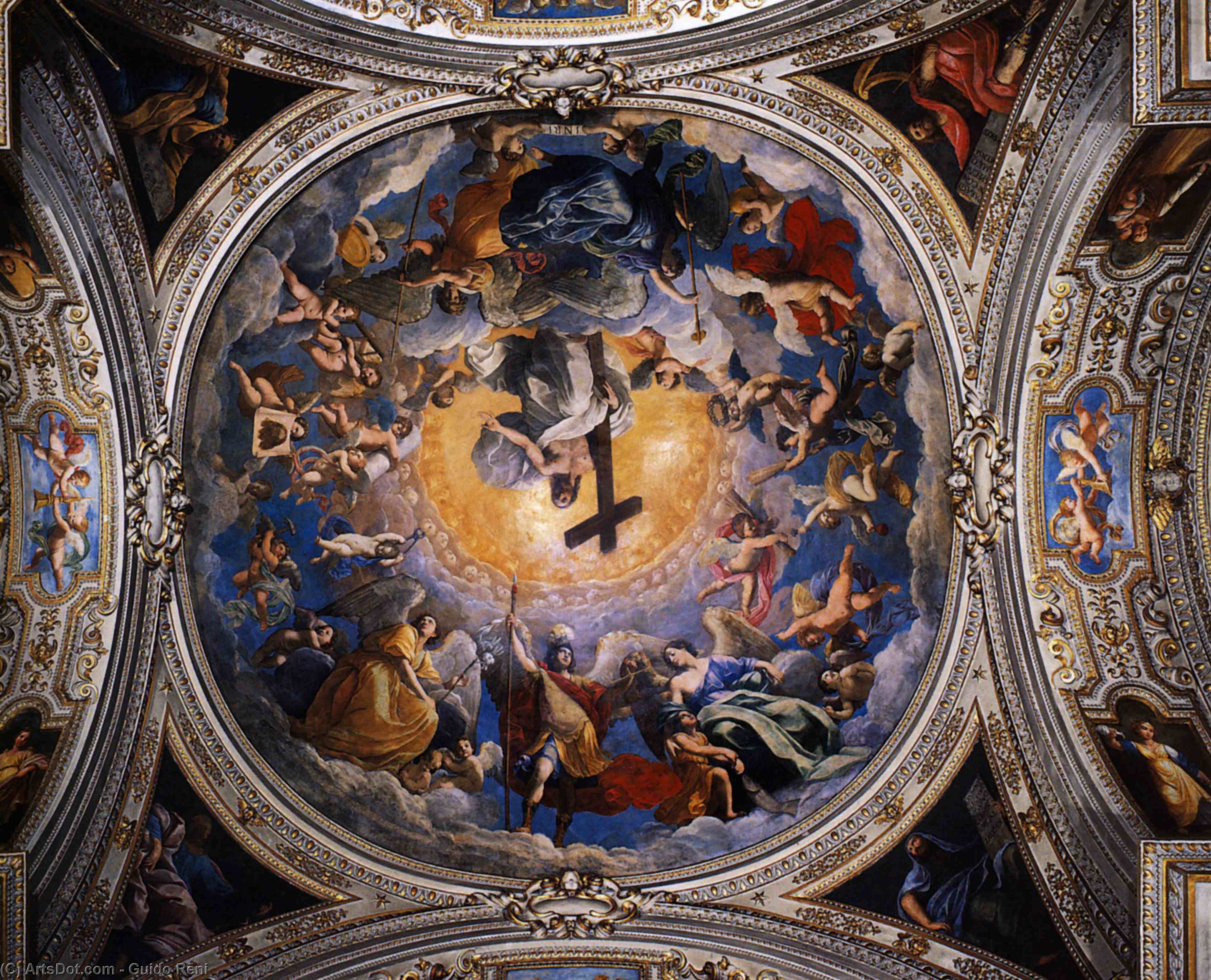 WikiOO.org - Енциклопедия за изящни изкуства - Живопис, Произведения на изкуството Reni Guido (Le Guide) - Christ in Glory between the angels and archangels