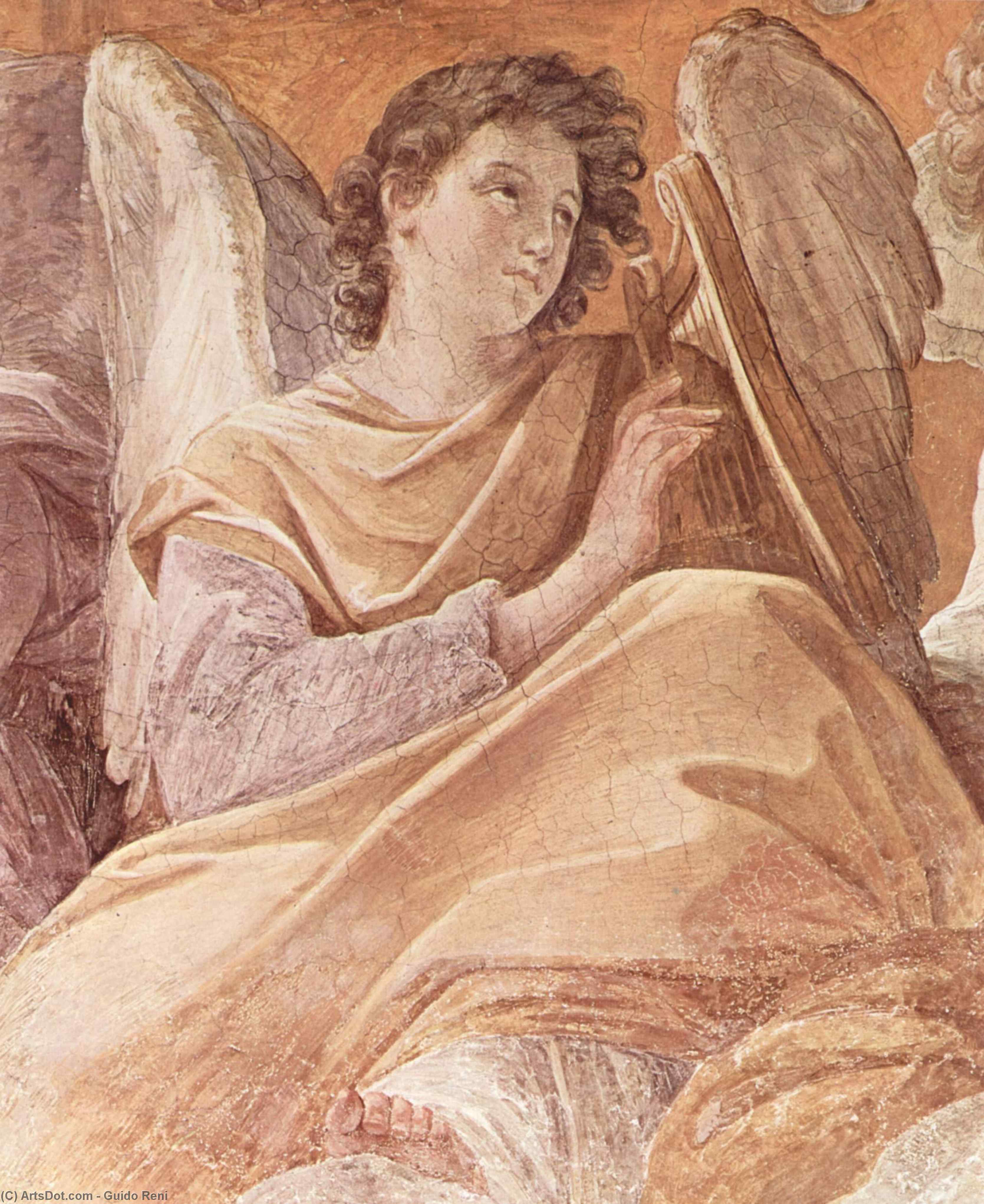 Wikioo.org - The Encyclopedia of Fine Arts - Painting, Artwork by Reni Guido (Le Guide) - The Queen of Heaven and angels pla (Frescoes in the Palazzo Quirinale, Cappella dell'Annunciata, vault fresco scene)