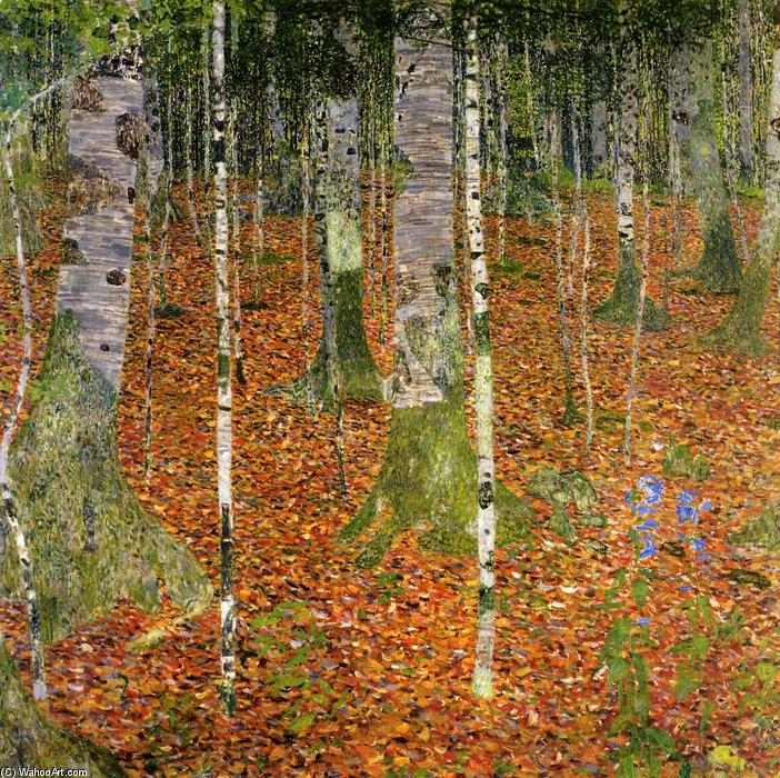 WikiOO.org – 美術百科全書 - 繪畫，作品 Gustav Klimt - 农舍 桦木  树