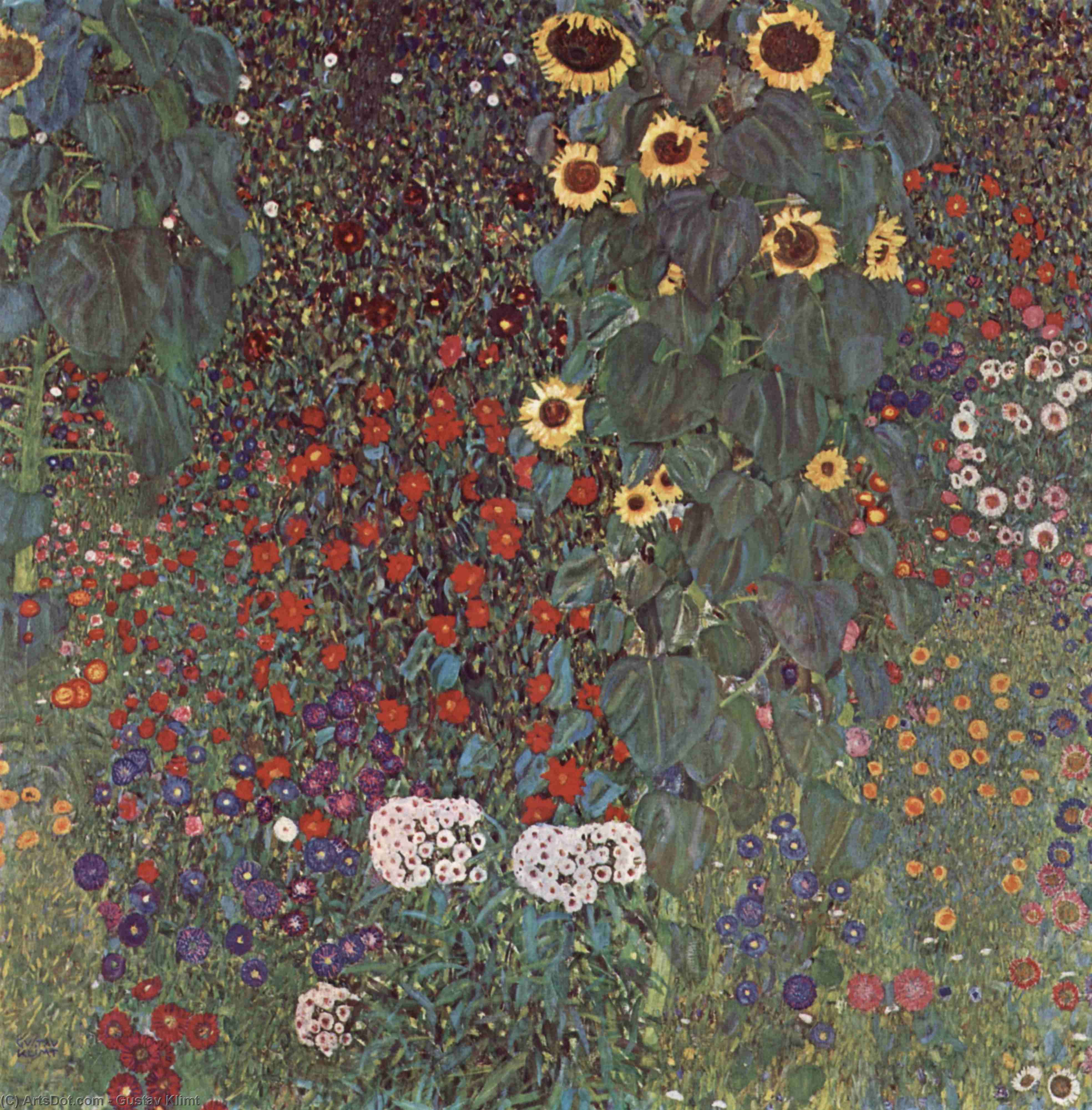 WikiOO.org - Encyclopedia of Fine Arts - Malba, Artwork Gustav Klimt - Country Garden with Sunflowers