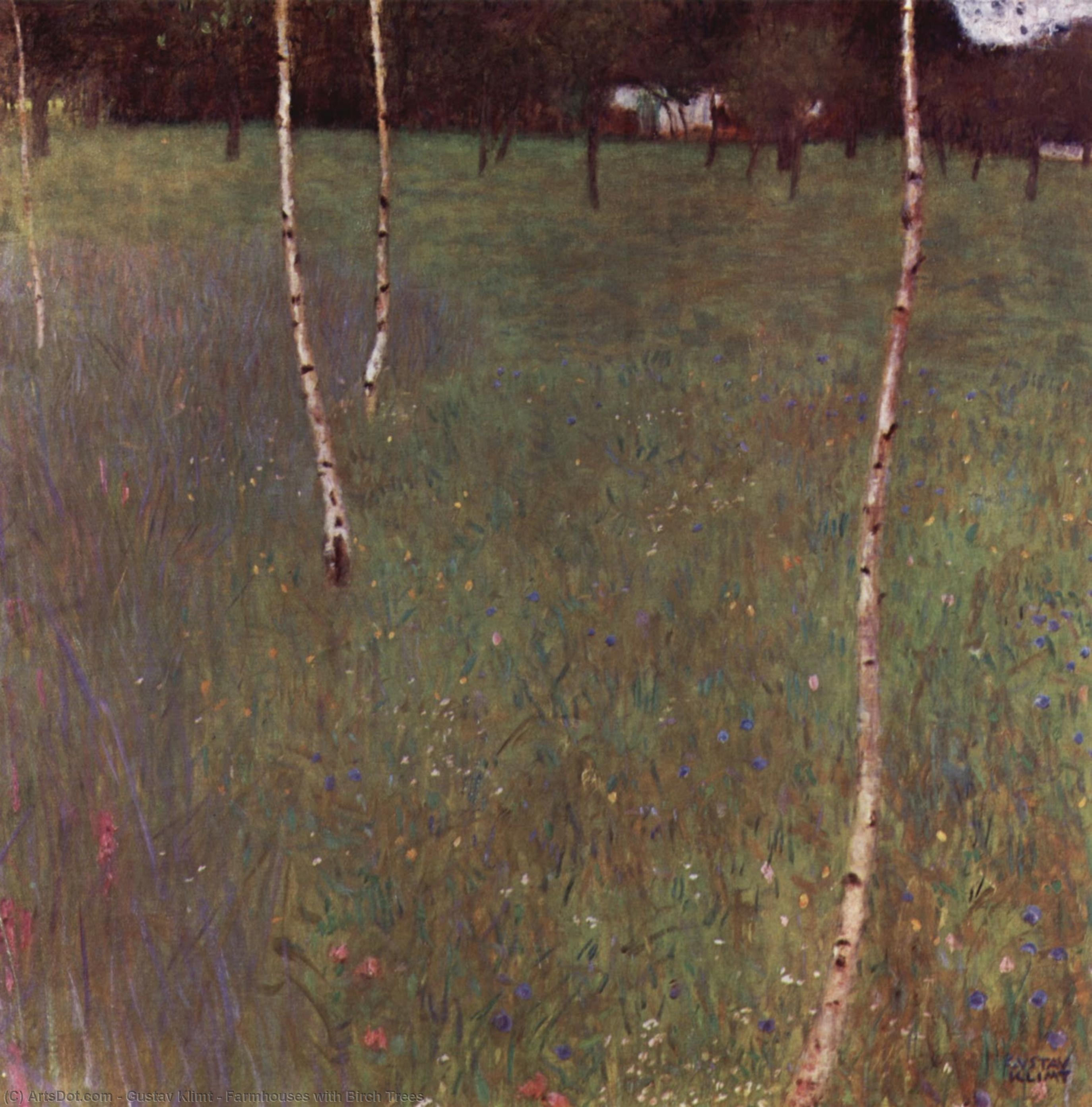 WikiOO.org – 美術百科全書 - 繪畫，作品 Gustav Klimt - 农舍 与  桦木  树