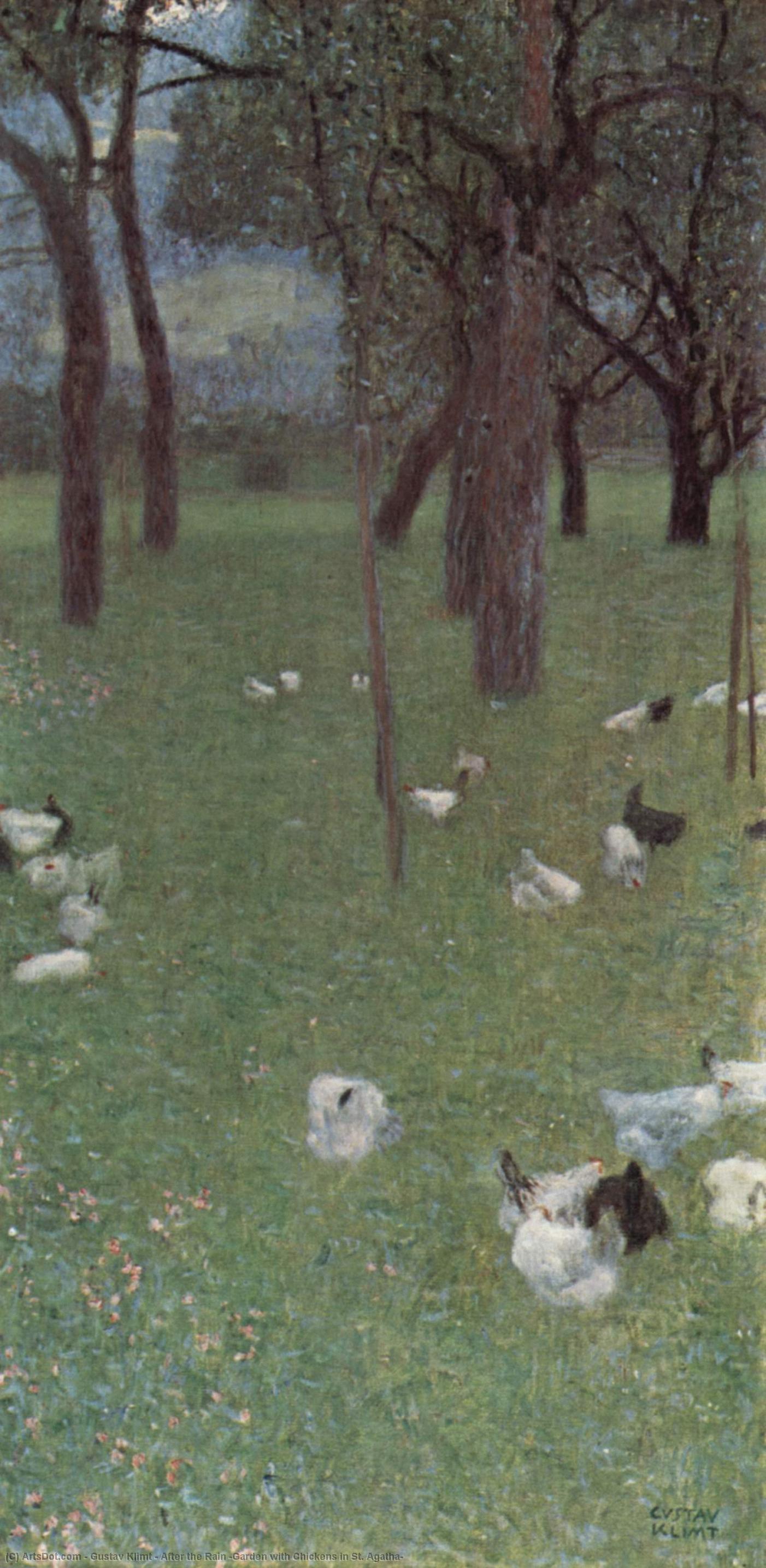 Wikioo.org - The Encyclopedia of Fine Arts - Painting, Artwork by Gustav Klimt - After the Rain (Garden with Chickens in St. Agatha)