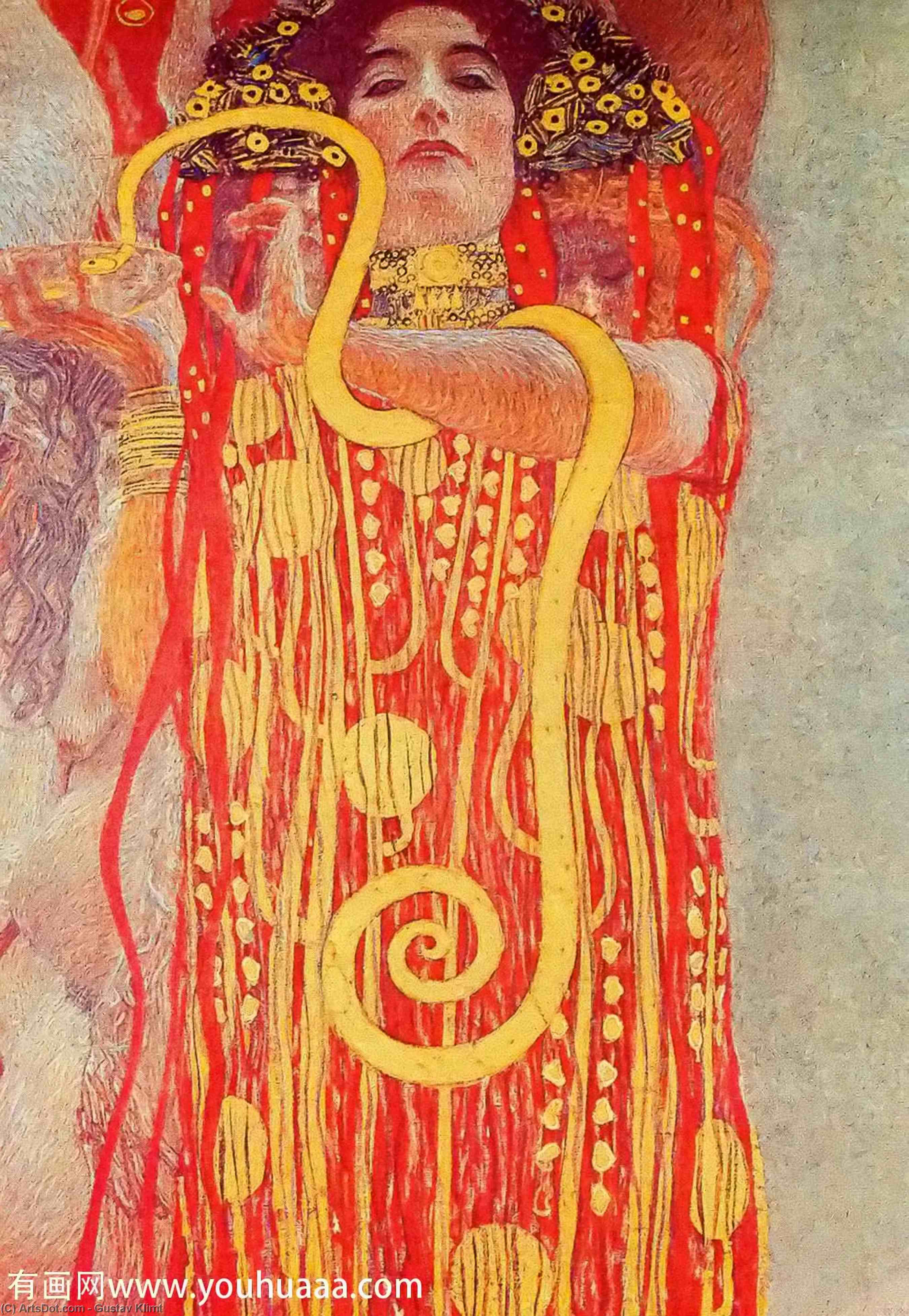 Wikioo.org – L'Encyclopédie des Beaux Arts - Peinture, Oeuvre de Gustav Klimt - université de vienne plafond peintures ( Médicament ) , détail montrant hygie