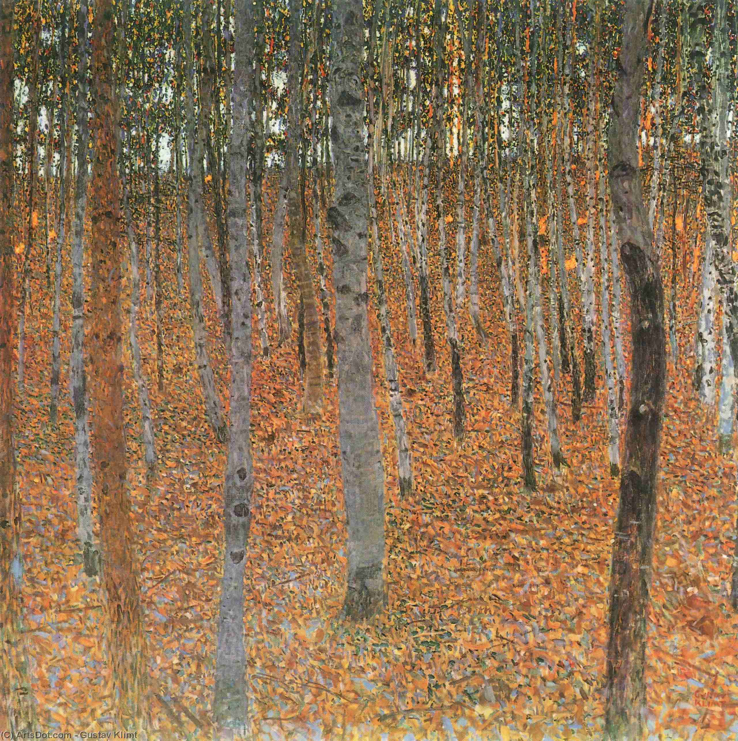 Wikoo.org - موسوعة الفنون الجميلة - اللوحة، العمل الفني Gustav Klimt - Beech Grove I