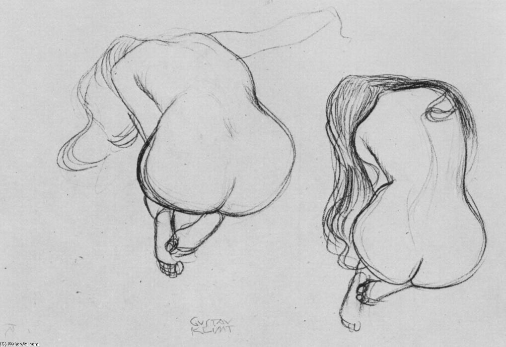 Wikioo.org – La Enciclopedia de las Bellas Artes - Pintura, Obras de arte de Gustav Klimt - dos estudios de sentado desnudos