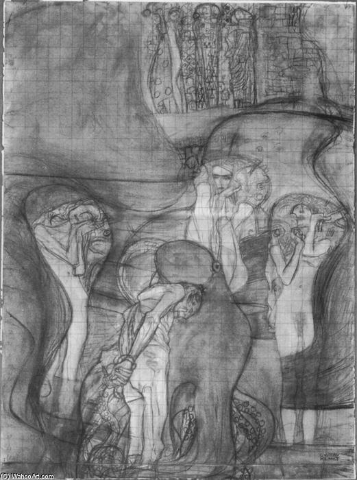 WikiOO.org - 백과 사전 - 회화, 삽화 Gustav Klimt - Painted composition draft Jusisprudenz