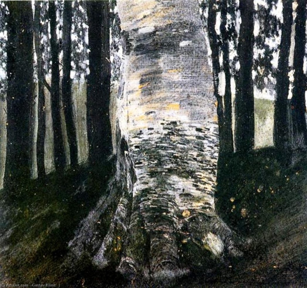 Wikioo.org - The Encyclopedia of Fine Arts - Painting, Artwork by Gustav Klimt - Birch in a Forest