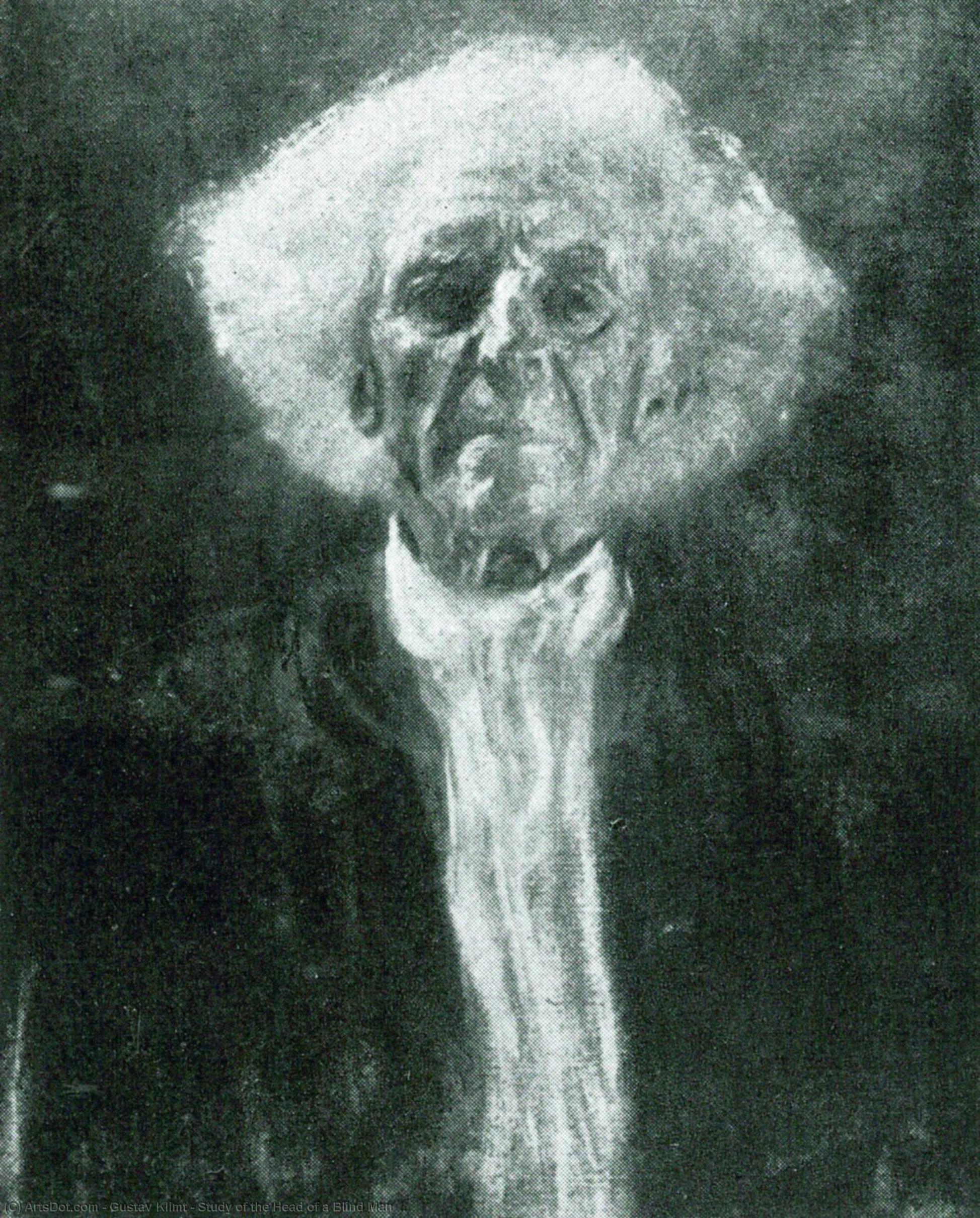 Wikoo.org - موسوعة الفنون الجميلة - اللوحة، العمل الفني Gustav Klimt - Study of the Head of a Blind Man