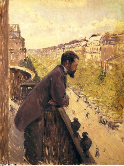 Wikioo.org - The Encyclopedia of Fine Arts - Painting, Artwork by Gustave Caillebotte - Man on a Balcony