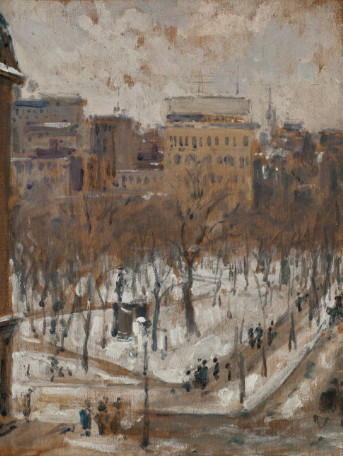 Wikioo.org - สารานุกรมวิจิตรศิลป์ - จิตรกรรม Gustave Caillebotte - Square in Paris, Snowy Weather