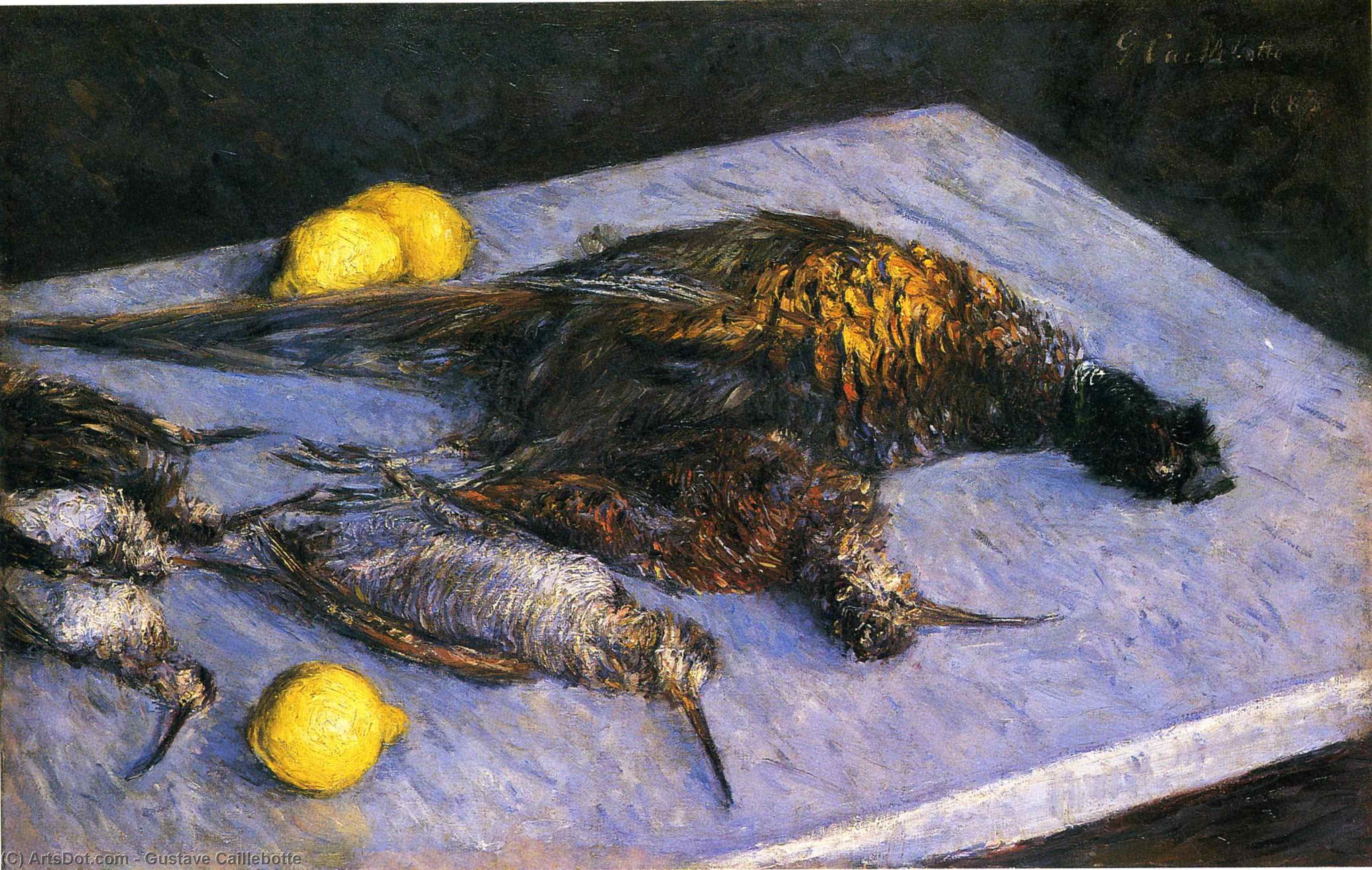 Wikioo.org - สารานุกรมวิจิตรศิลป์ - จิตรกรรม Gustave Caillebotte - Game Birds And Lemons
