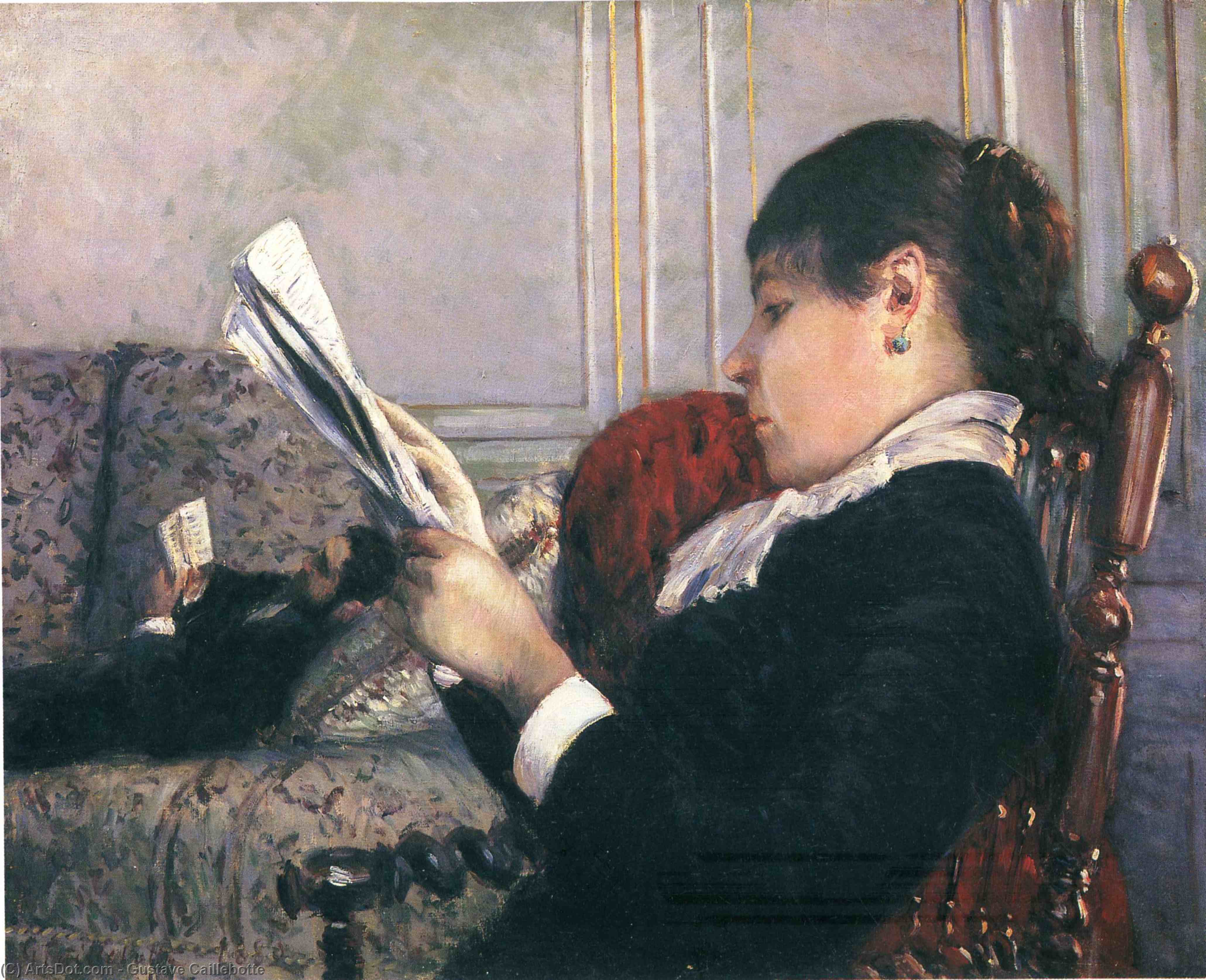 Wikioo.org - The Encyclopedia of Fine Arts - Painting, Artwork by Gustave Caillebotte - Interior, Woman Reading