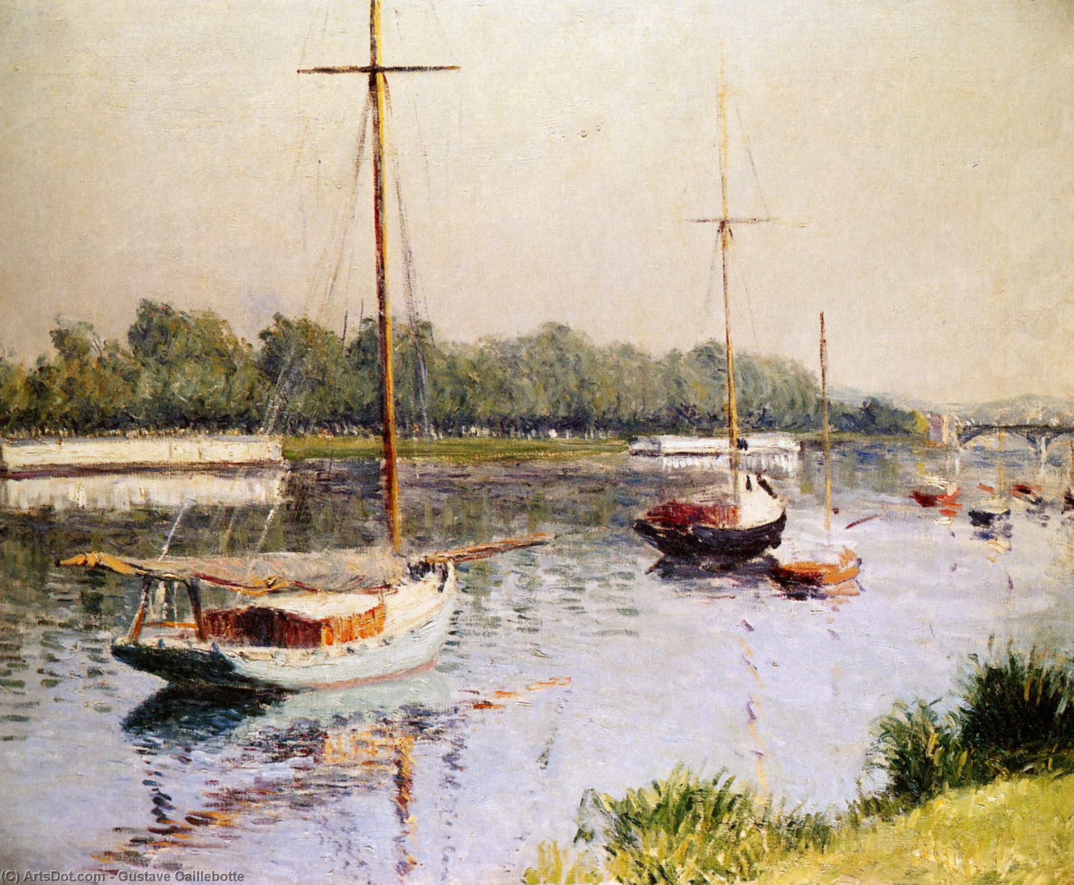 WikiOO.org – 美術百科全書 - 繪畫，作品 Gustave Caillebotte - 海港 的 Argentueil
