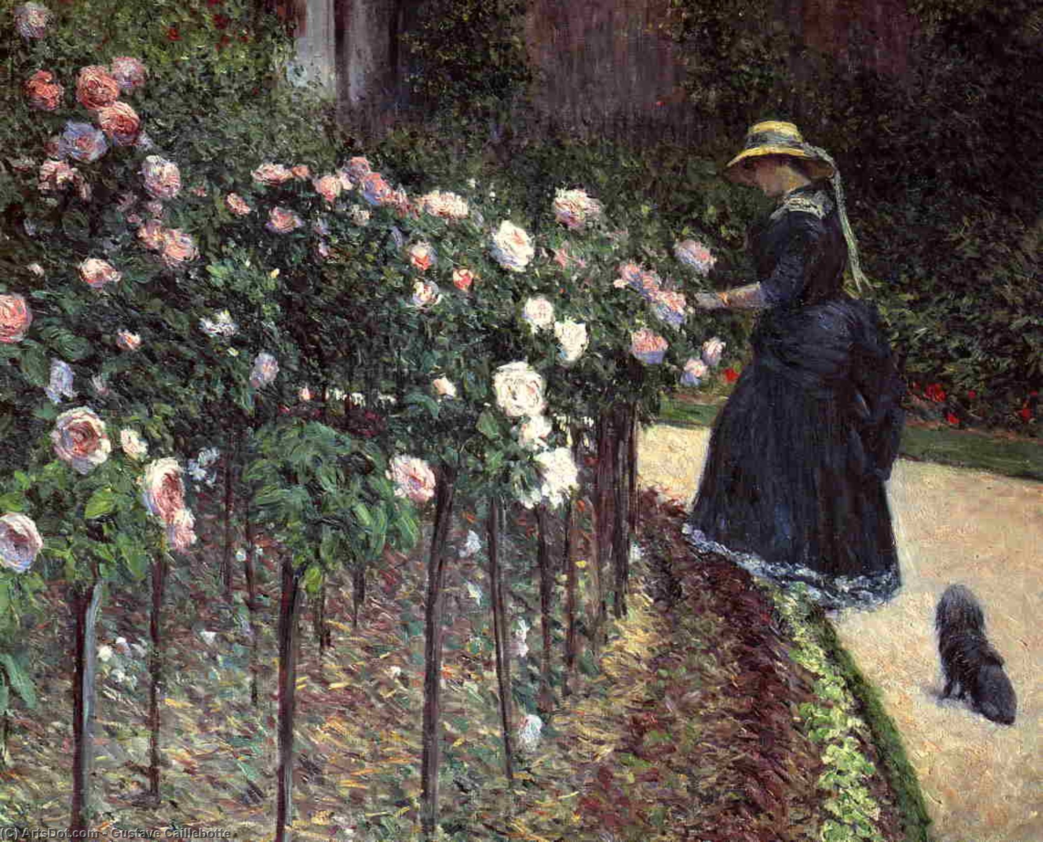 WikiOO.org – 美術百科全書 - 繪畫，作品 Gustave Caillebotte - 在玫瑰花园的热讷维耶佩蒂特