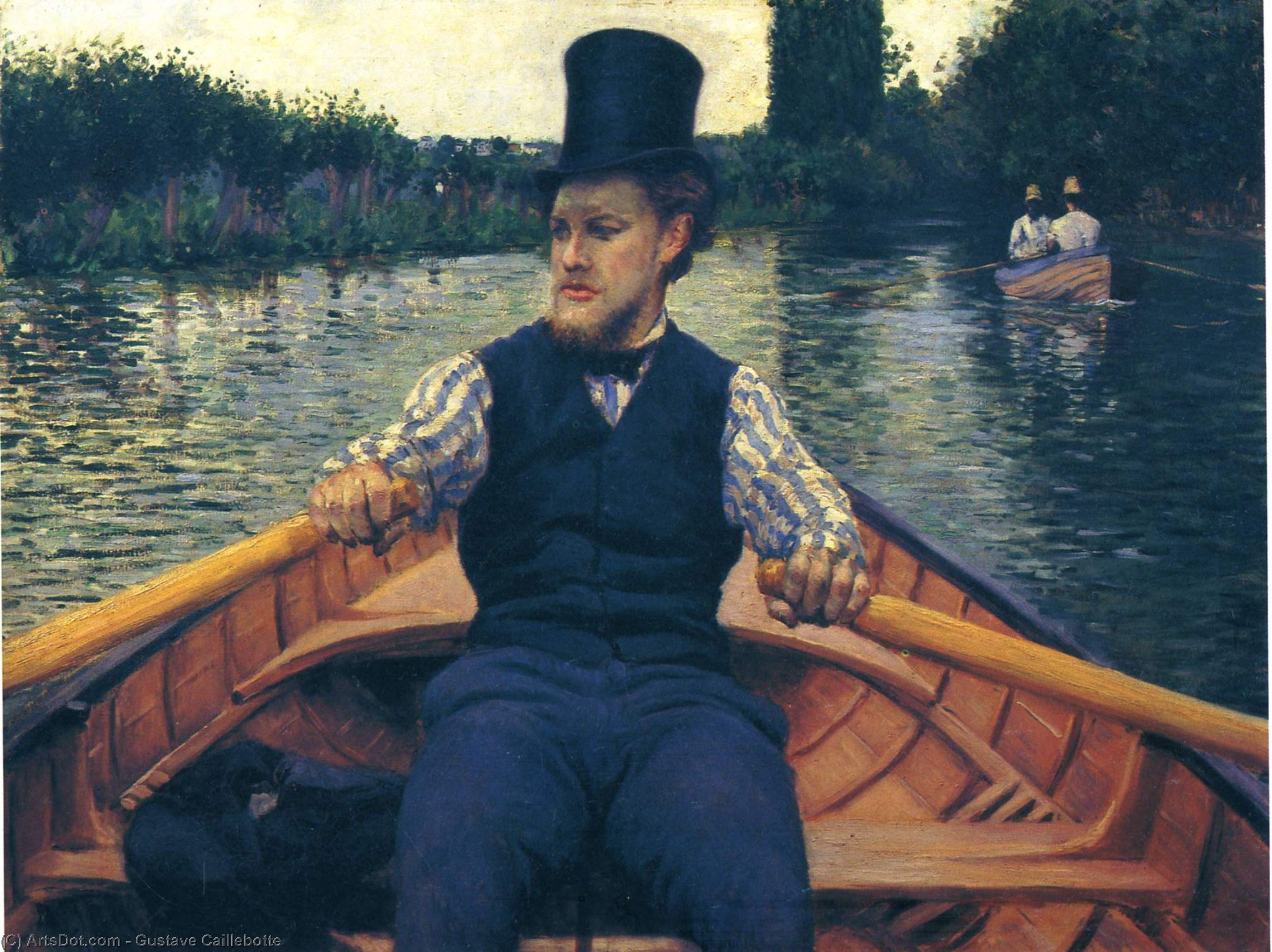 Wikioo.org - Bách khoa toàn thư về mỹ thuật - Vẽ tranh, Tác phẩm nghệ thuật Gustave Caillebotte - Rower in a Top Hat