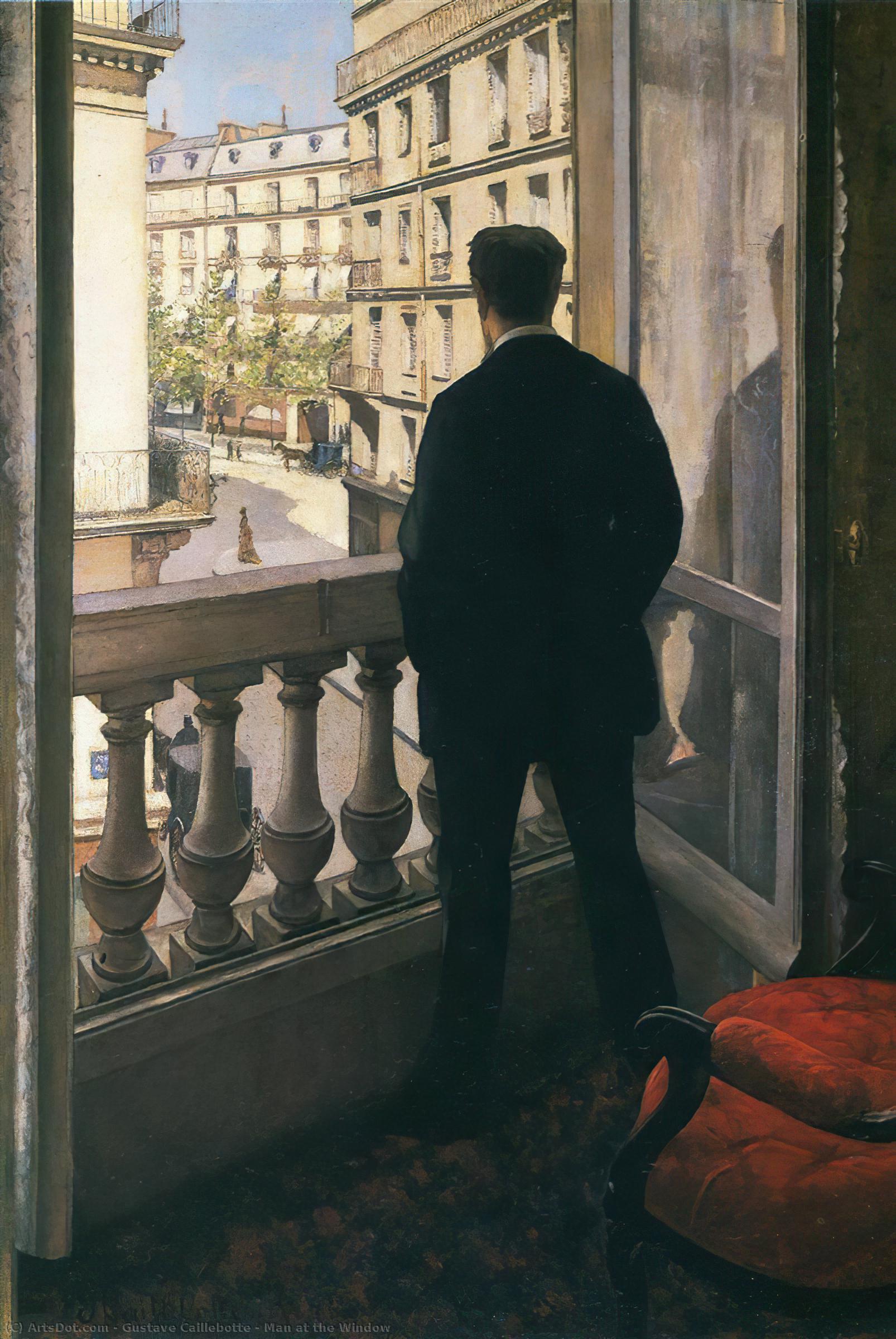 Wikioo.org – La Enciclopedia de las Bellas Artes - Pintura, Obras de arte de Gustave Caillebotte - hombre en el ventana