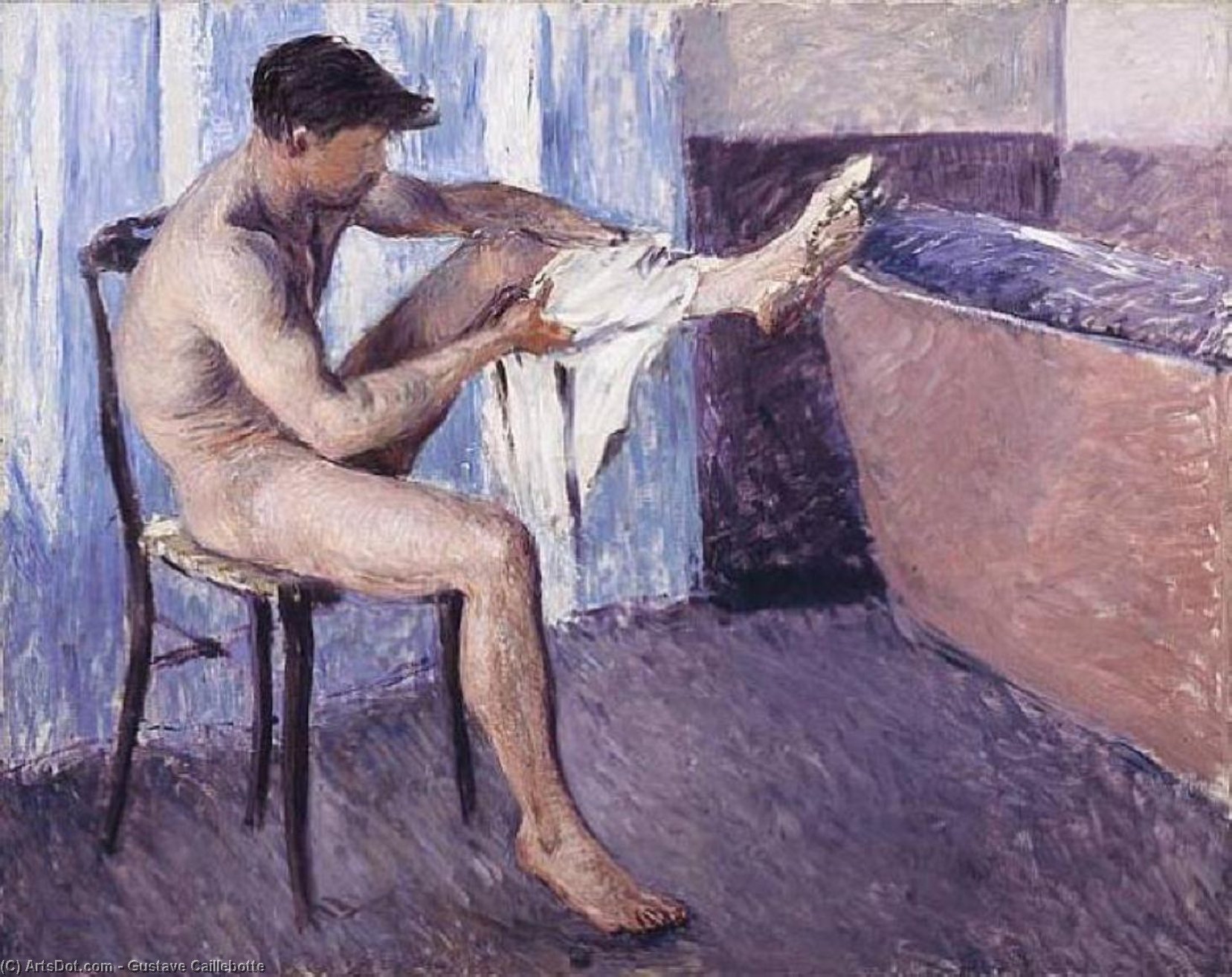 Wikioo.org - The Encyclopedia of Fine Arts - Painting, Artwork by Gustave Caillebotte - Man drying his leg