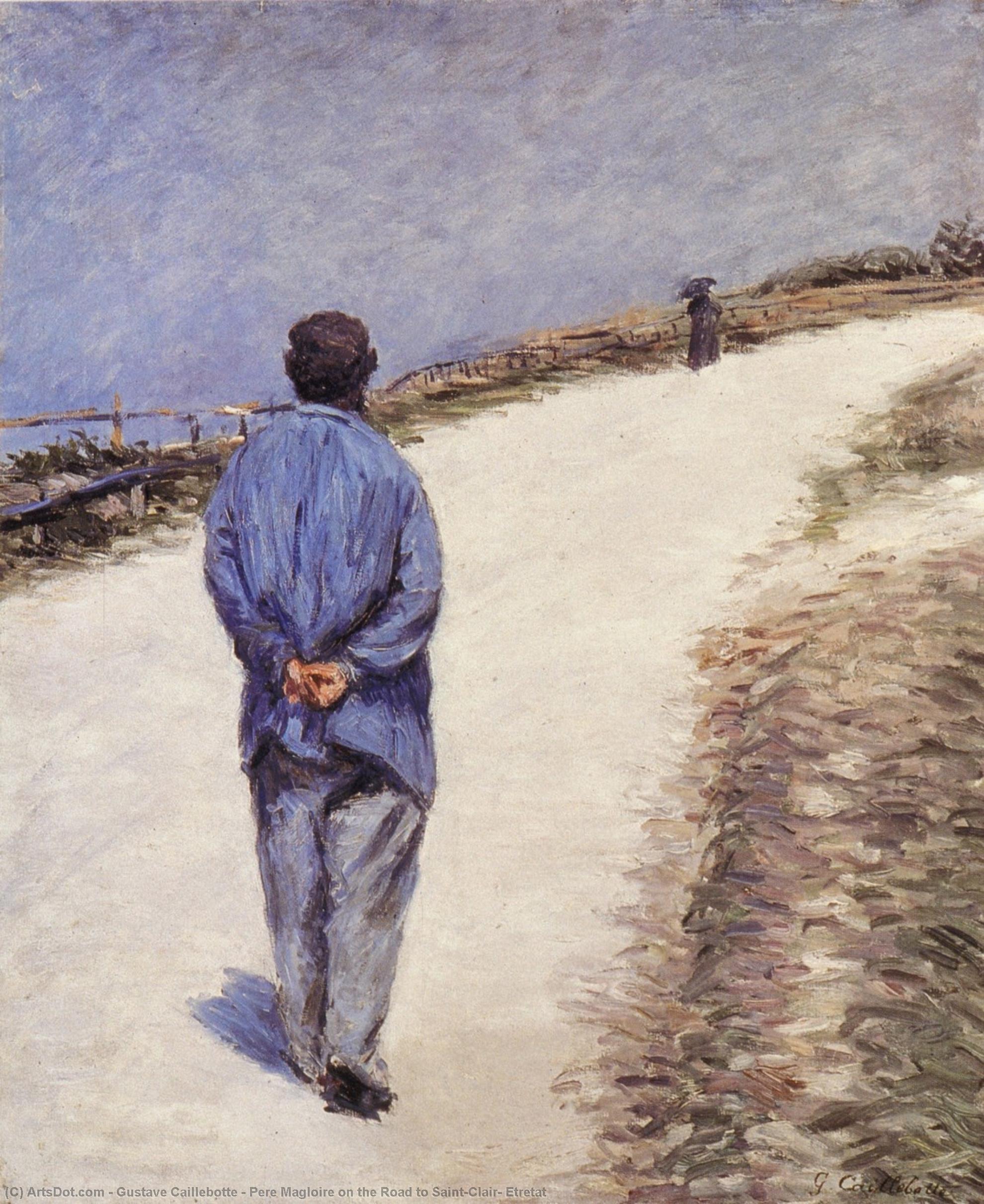 Wikioo.org - The Encyclopedia of Fine Arts - Painting, Artwork by Gustave Caillebotte - Pere Magloire on the Road to Saint-Clair, Etretat