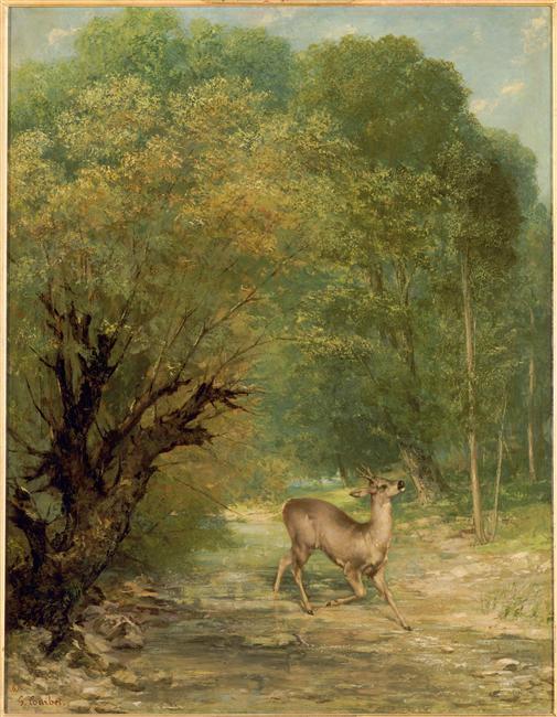 WikiOO.org – 美術百科全書 - 繪畫，作品 Gustave Courbet - 在猎杀 鹿  春季