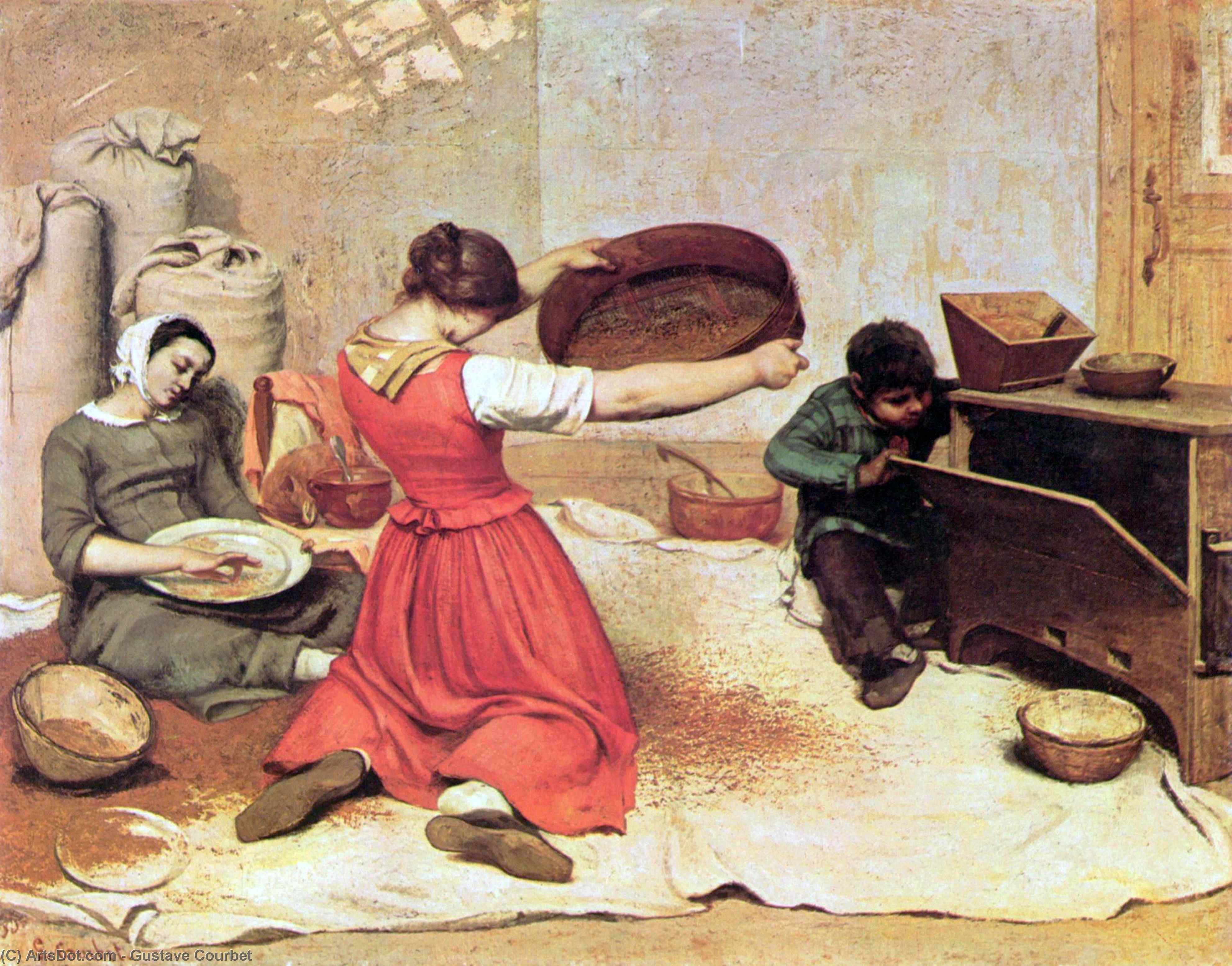 WikiOO.org - Enciklopedija dailės - Tapyba, meno kuriniai Gustave Courbet - The Wheat Sifters