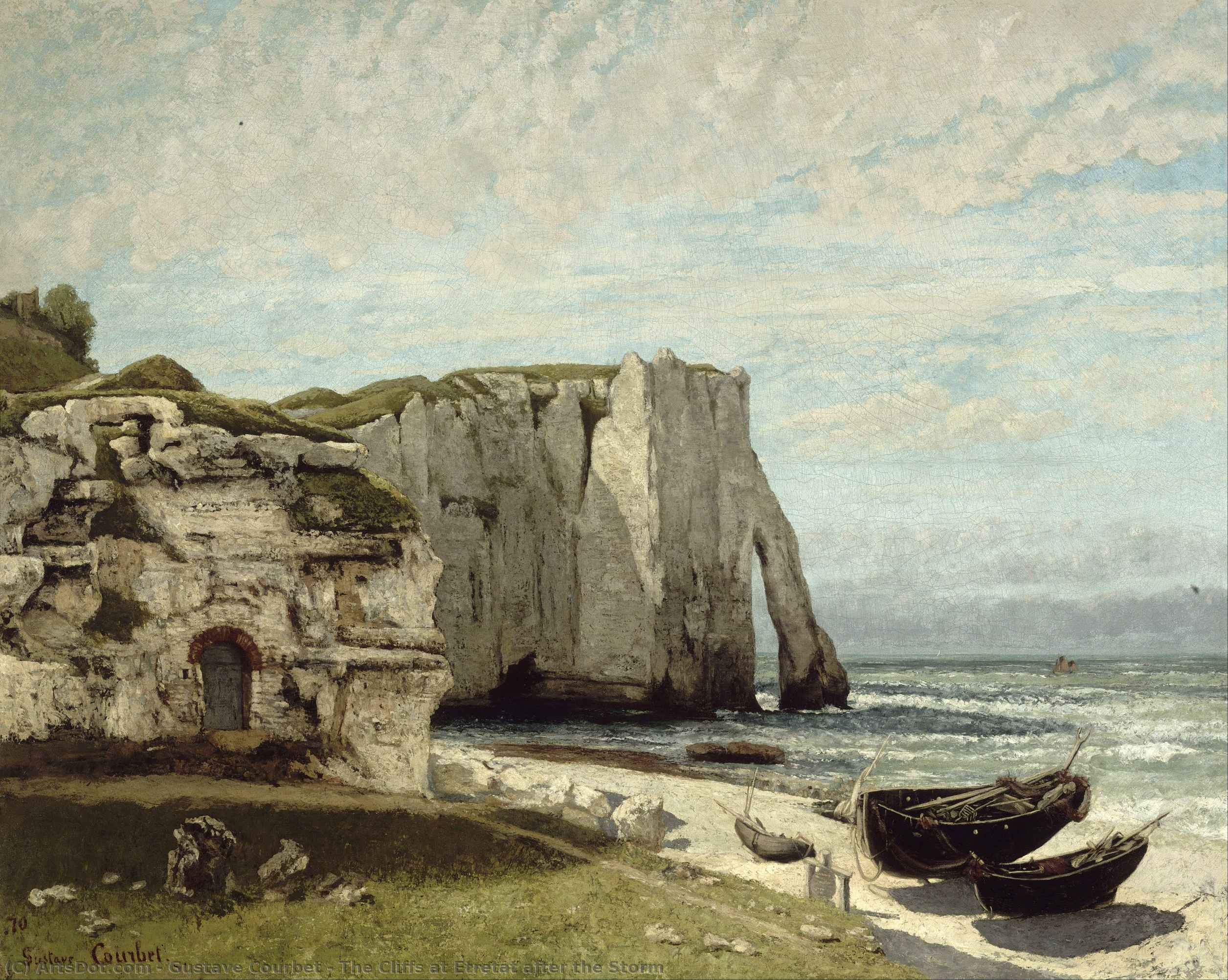 Wikioo.org - Bách khoa toàn thư về mỹ thuật - Vẽ tranh, Tác phẩm nghệ thuật Gustave Courbet - The Cliffs at Etretat after the storm