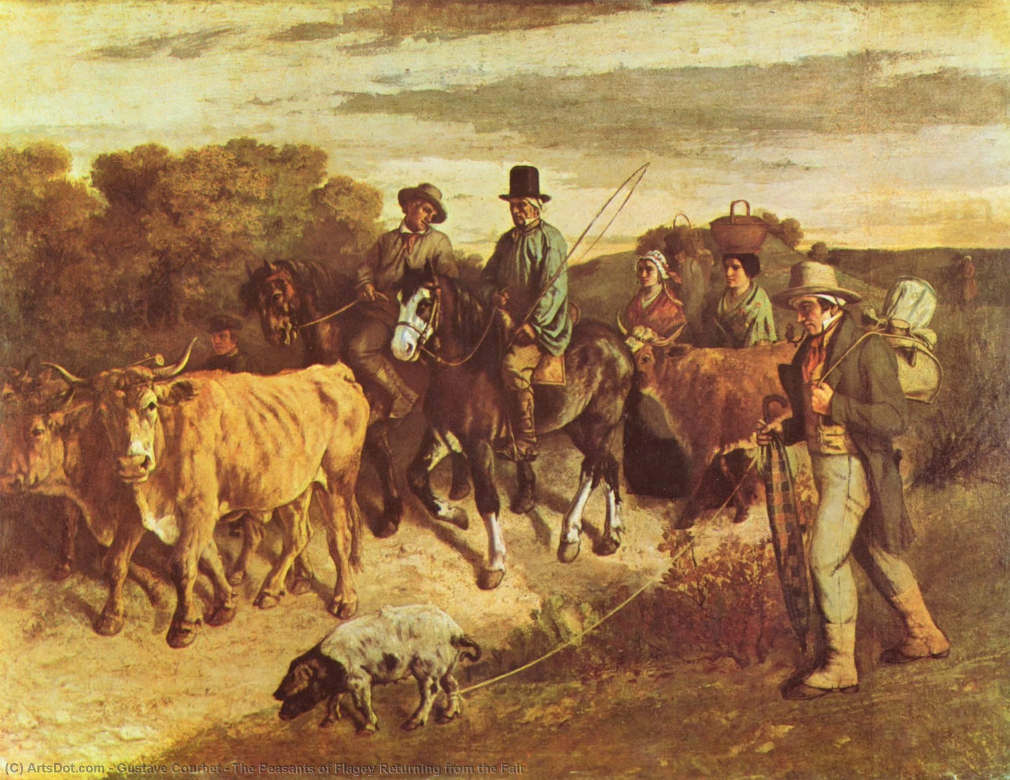 Wikoo.org - موسوعة الفنون الجميلة - اللوحة، العمل الفني Gustave Courbet - The Peasants of Flagey Returning from the Fair