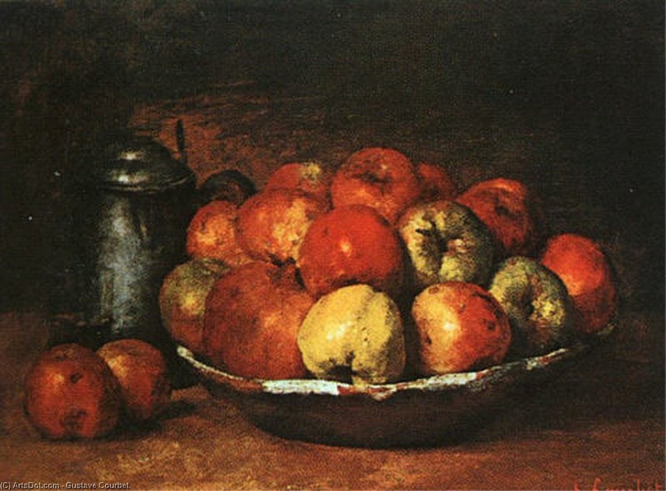 Wikioo.org - The Encyclopedia of Fine Arts - Painting, Artwork by Gustave Courbet - Still Life with Apples and Pomegranates