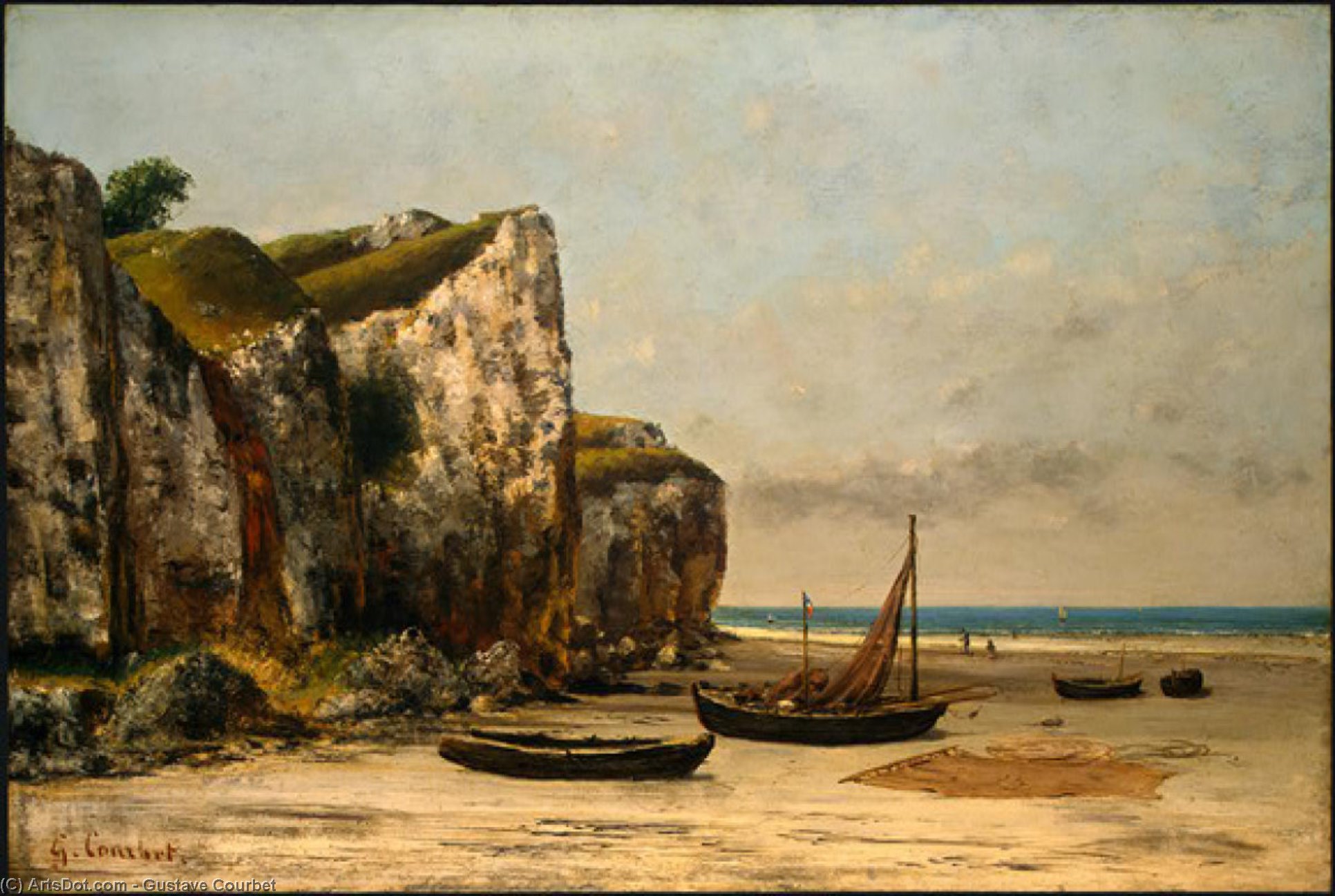 WikiOO.org - Enciclopédia das Belas Artes - Pintura, Arte por Gustave Courbet - Beach in Normandy