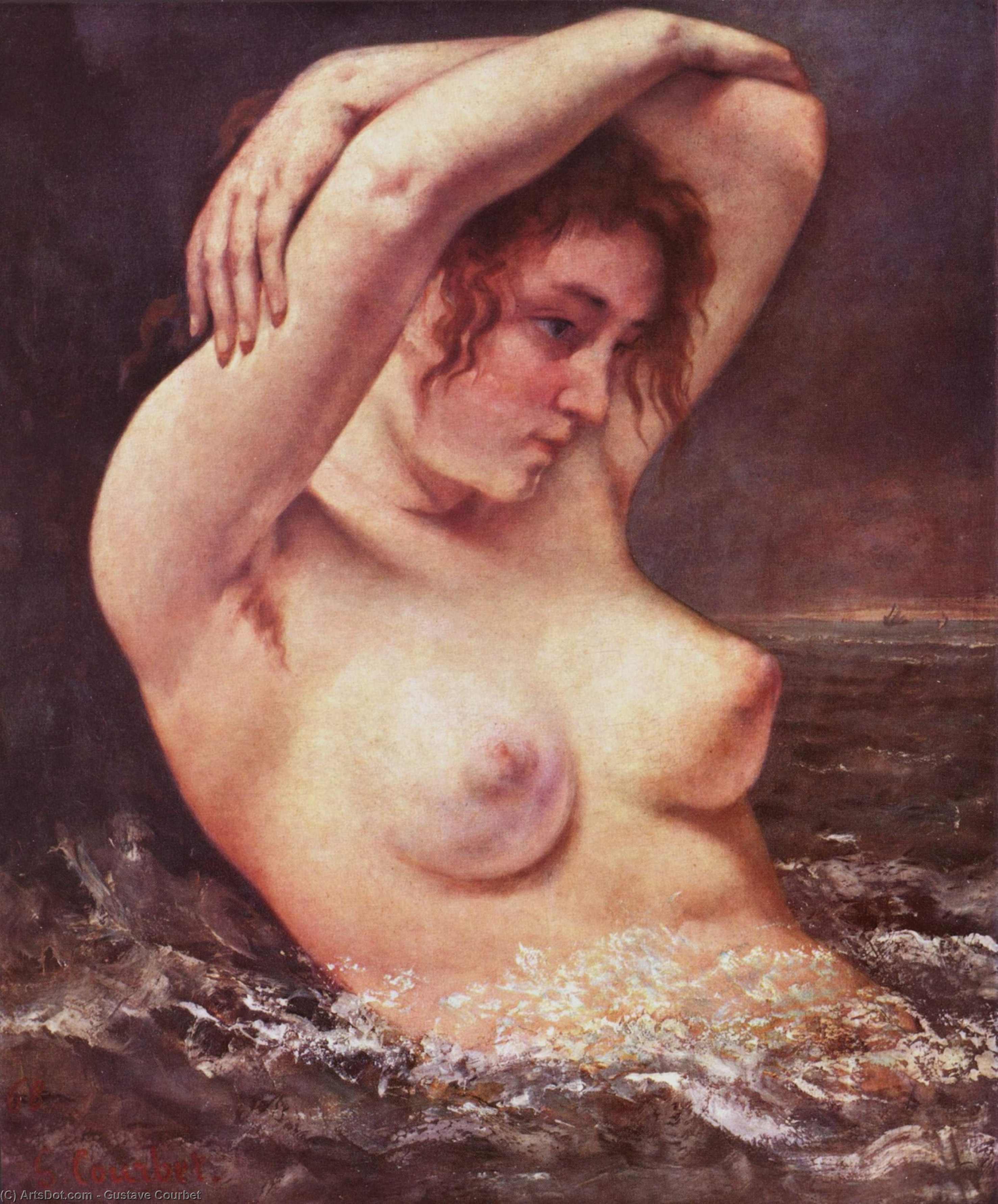 Wikioo.org – La Enciclopedia de las Bellas Artes - Pintura, Obras de arte de Gustave Courbet - la mujer cómo  el  olas  el  Bañista