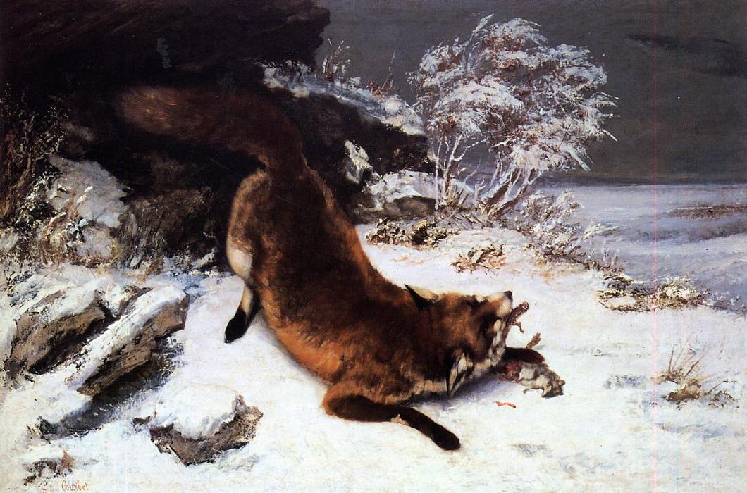 Wikioo.org – L'Enciclopedia delle Belle Arti - Pittura, Opere di Gustave Courbet - il volpe nel neve