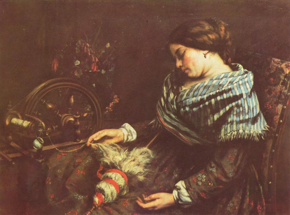 Wikioo.org - The Encyclopedia of Fine Arts - Painting, Artwork by Gustave Courbet - The Sleeping Embroiderer